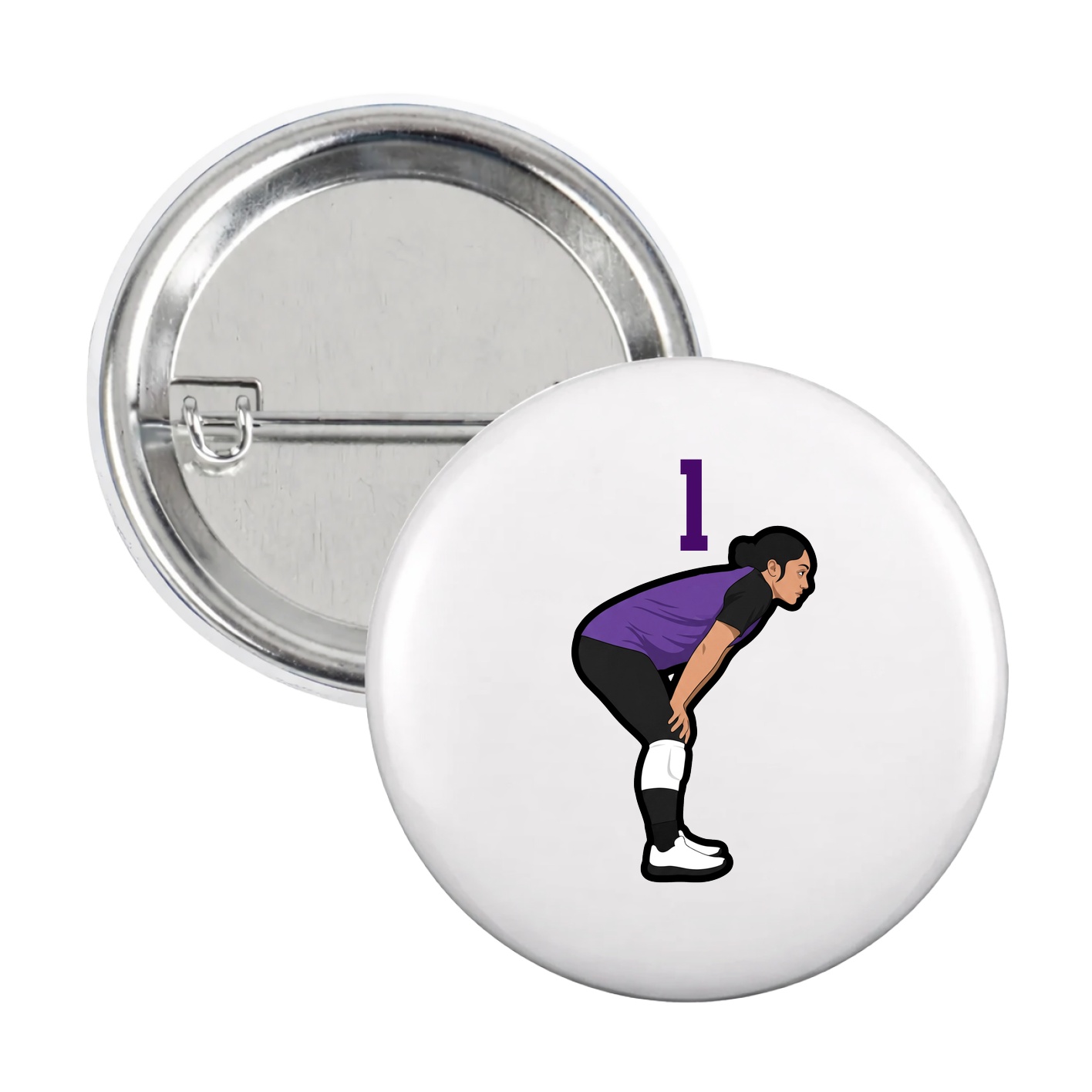 Game Day Button — Number Top in White