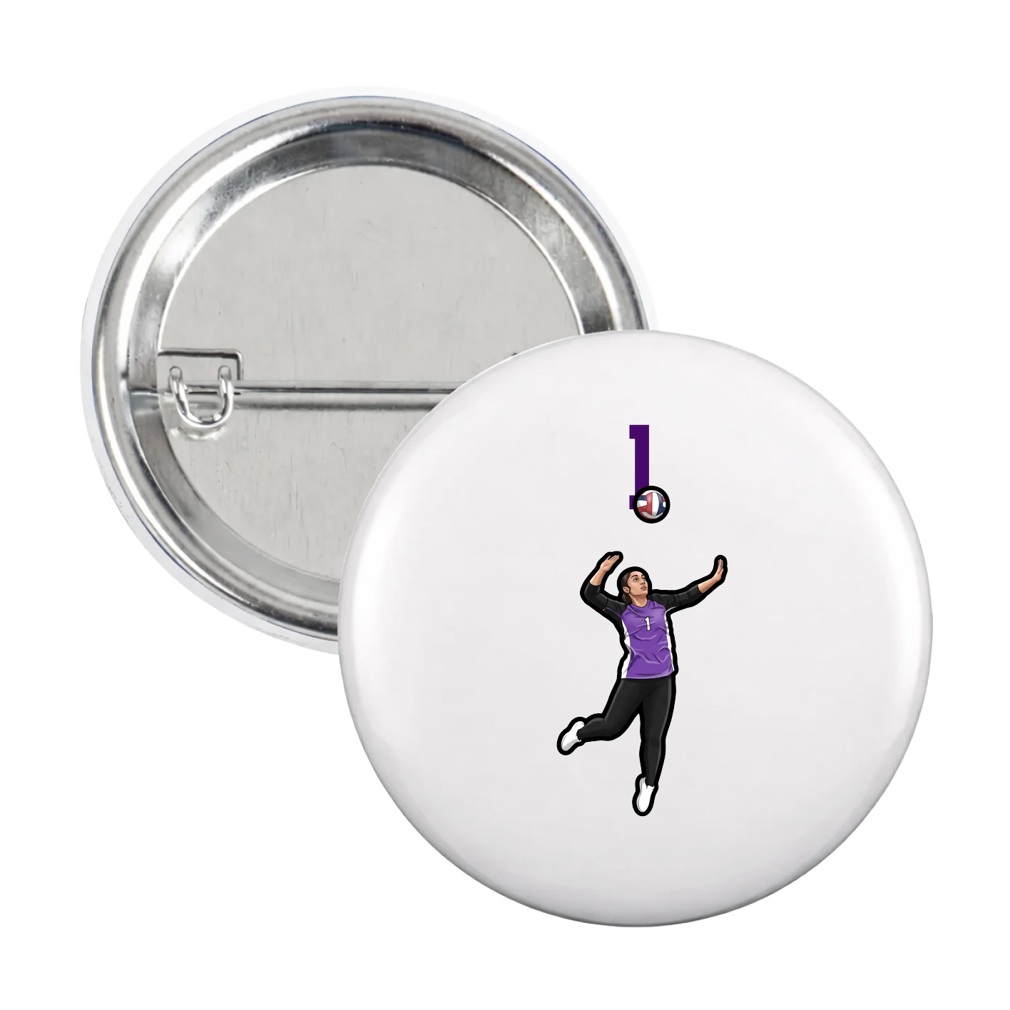 Game Day Button — Number Top in White