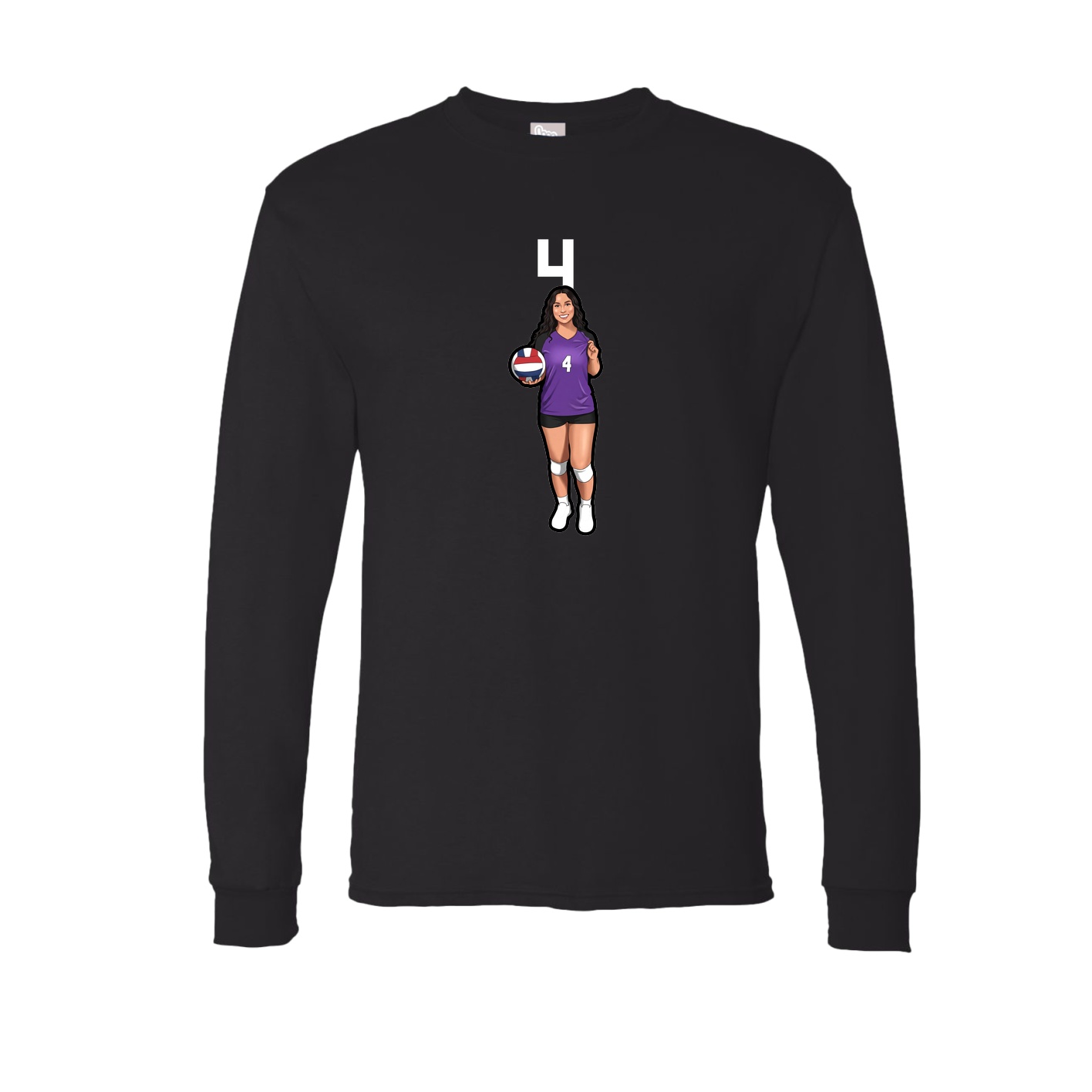 Long Sleeve Tee — Number Top in Black