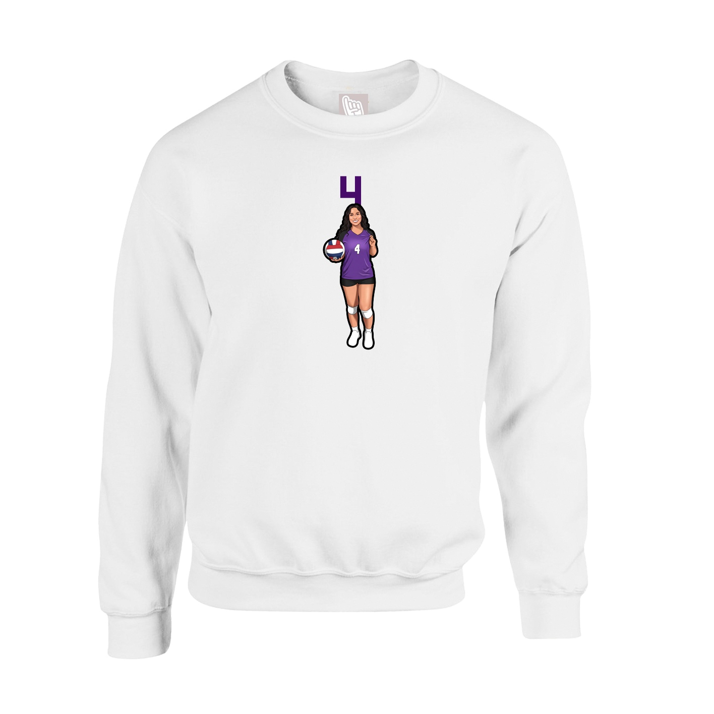 Fleece Crew — Number Top in White