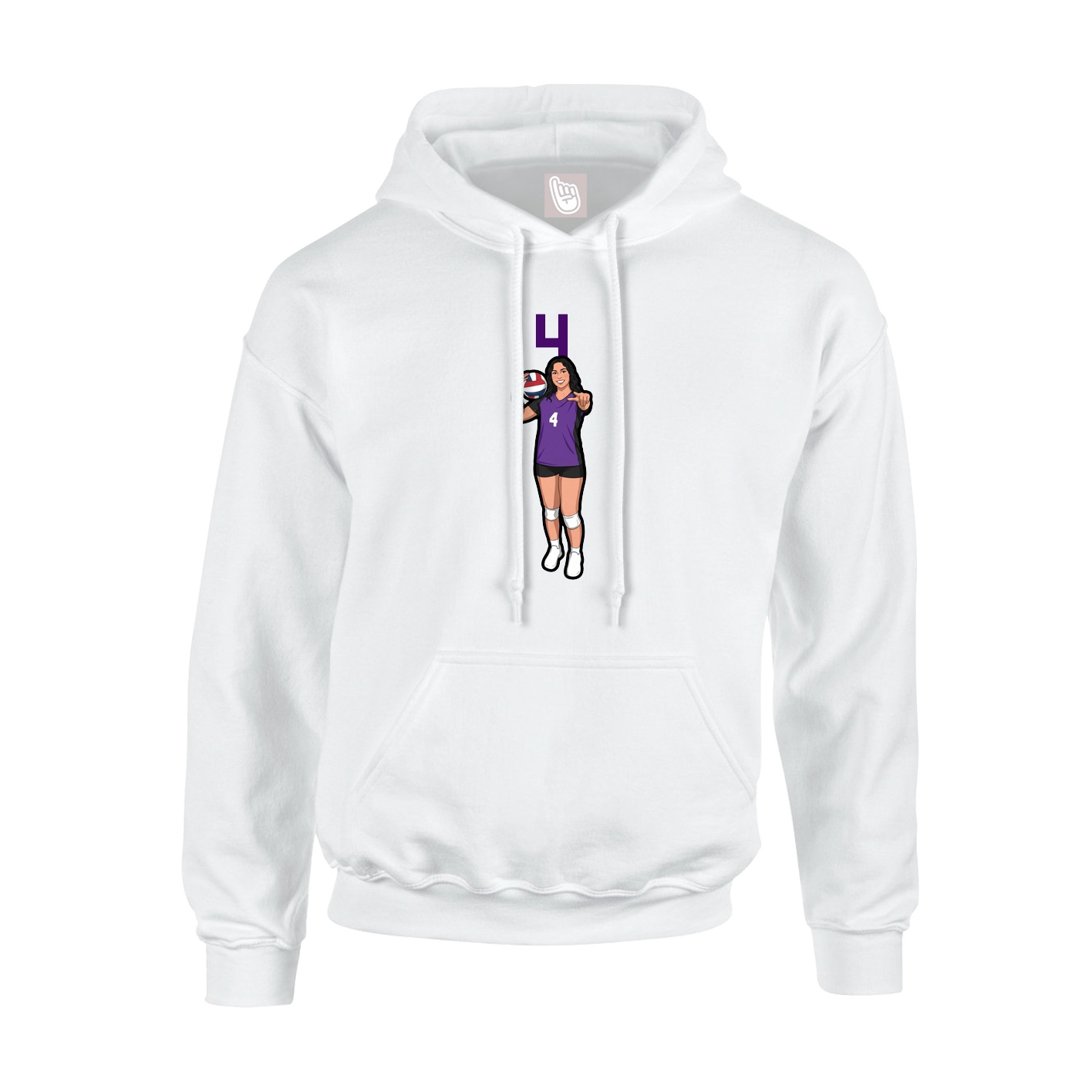 Youth Hoodie — Number Top in White