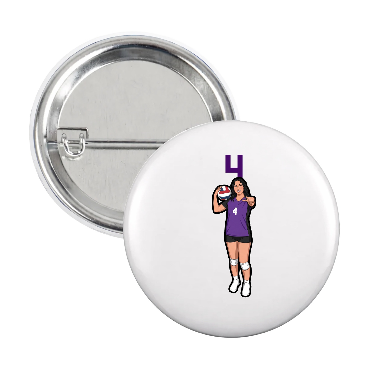 Game Day Button — Number Top in White