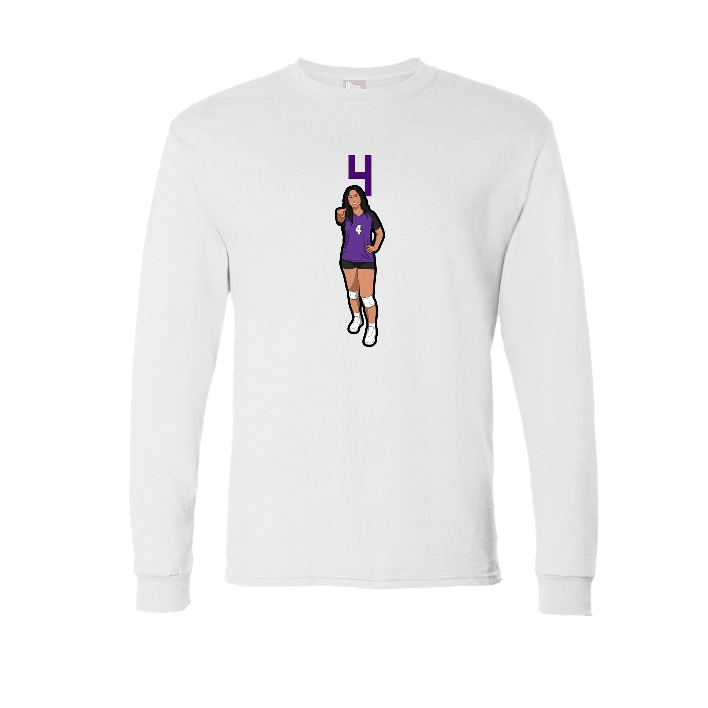 Long Sleeve Tee — Number Top in White