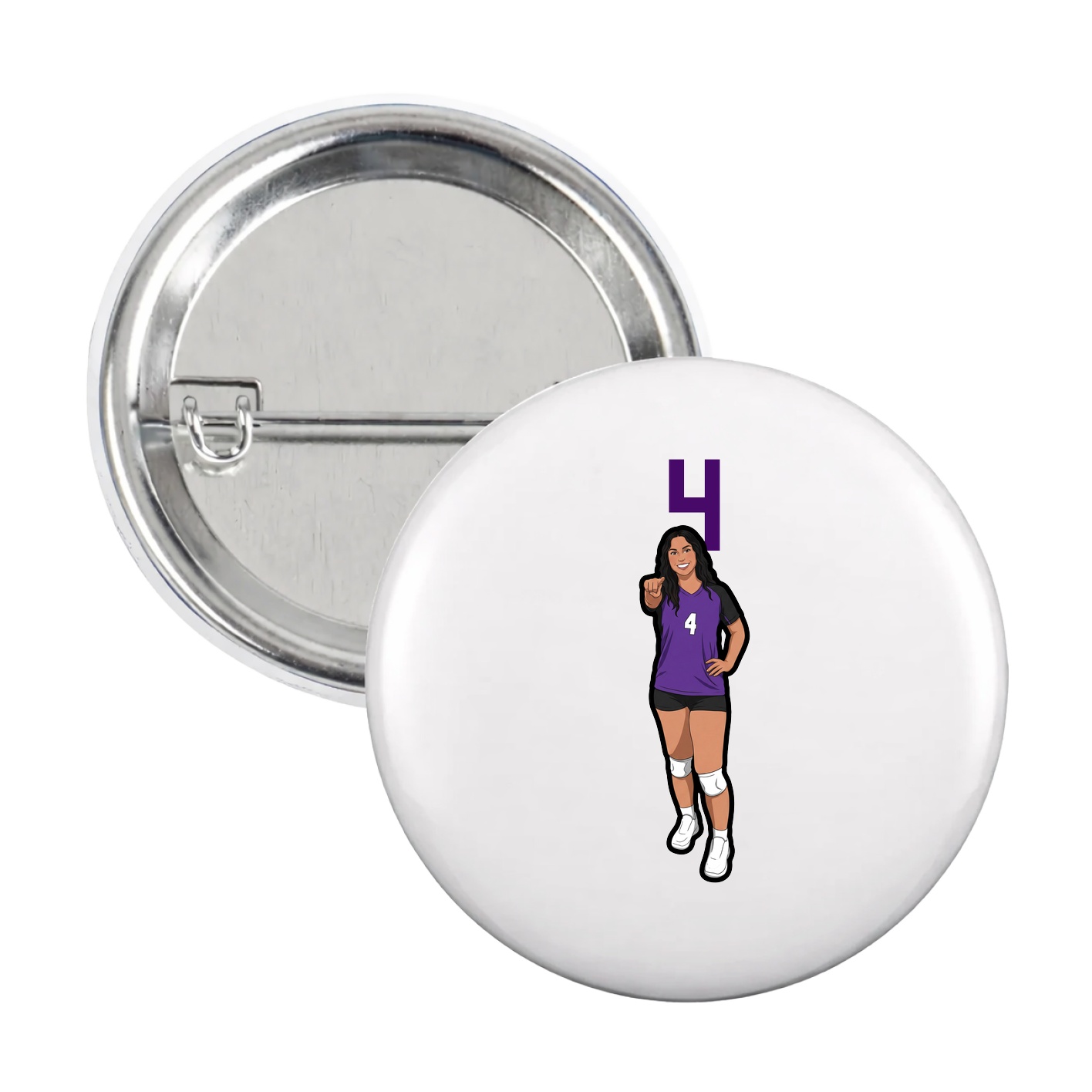Game Day Button — Number Top in White