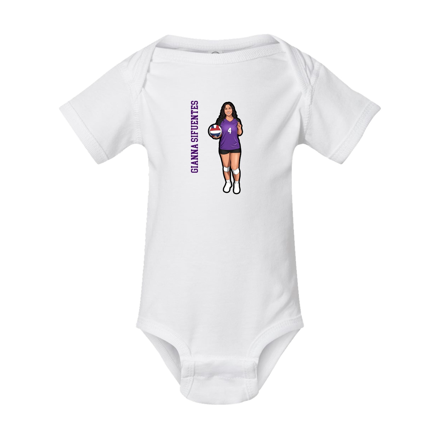 Baby Onesie — Name Vertical in White