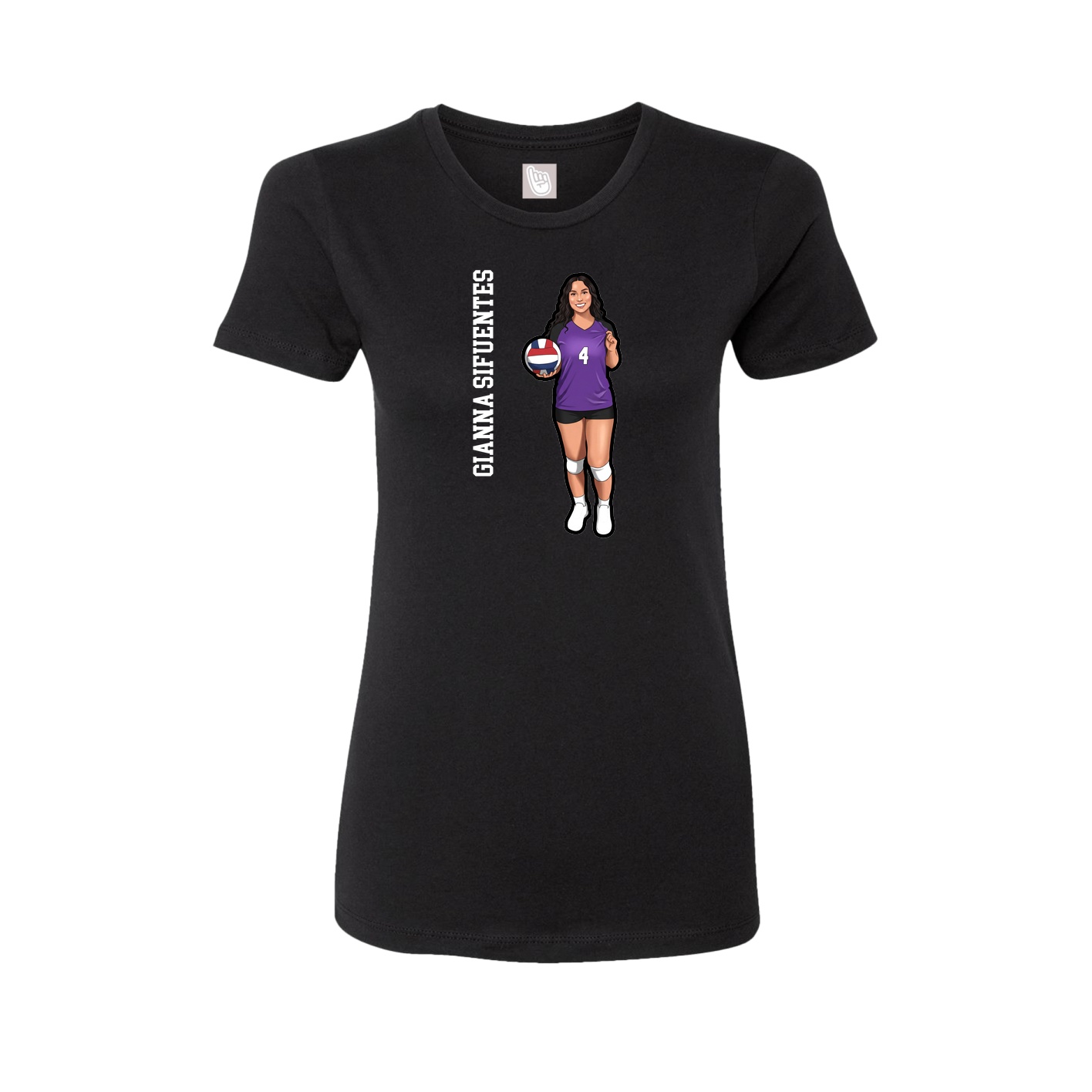 Womens Tee — Name Vertical in Black