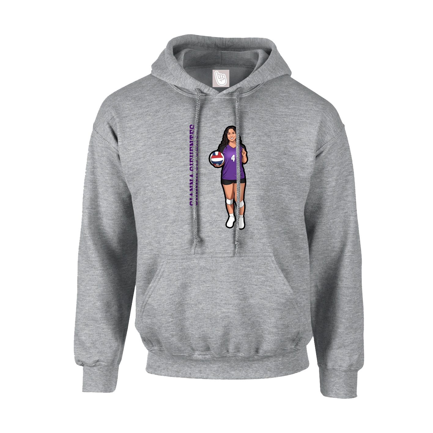 Youth Hoodie — Name Vertical in Grey