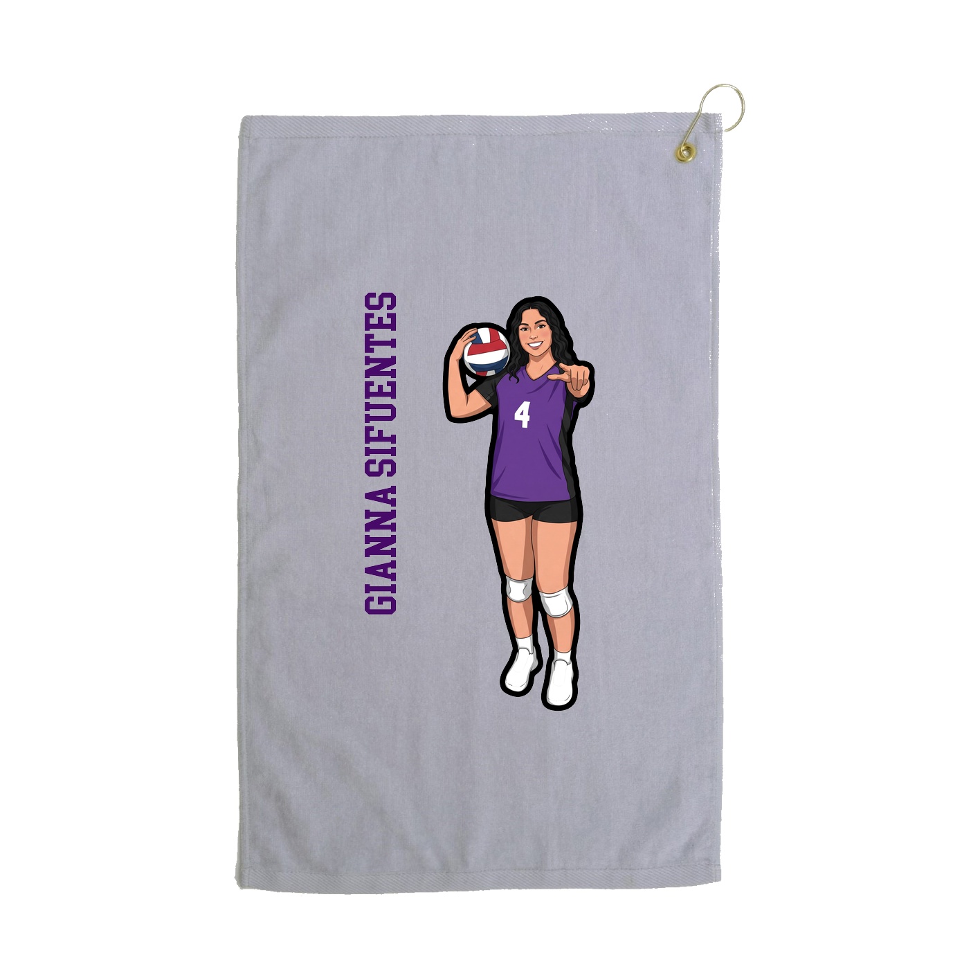 Golf Towel — Name Vertical in Grey
