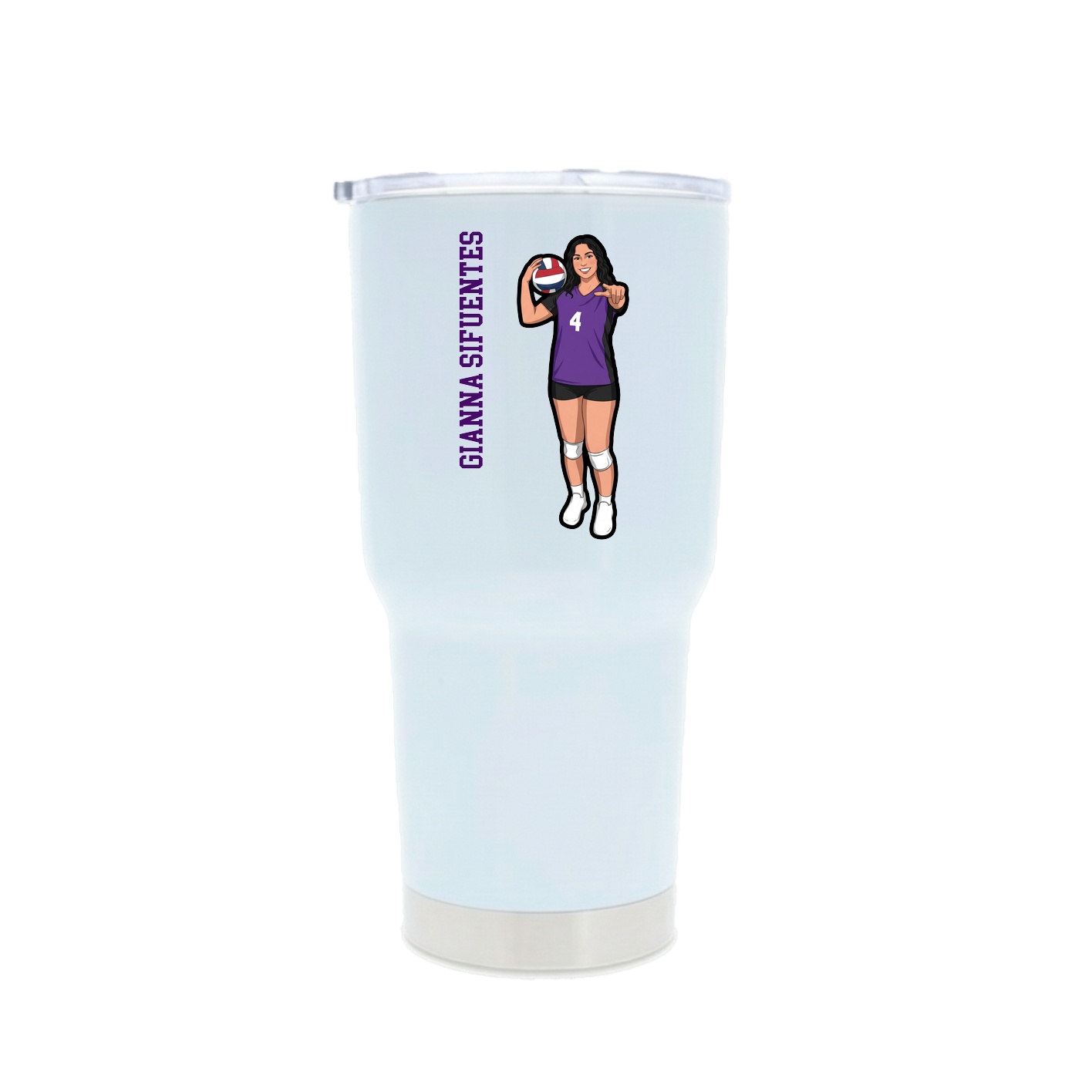 30oz Stainless Steel Tumbler — Name Vertical in White