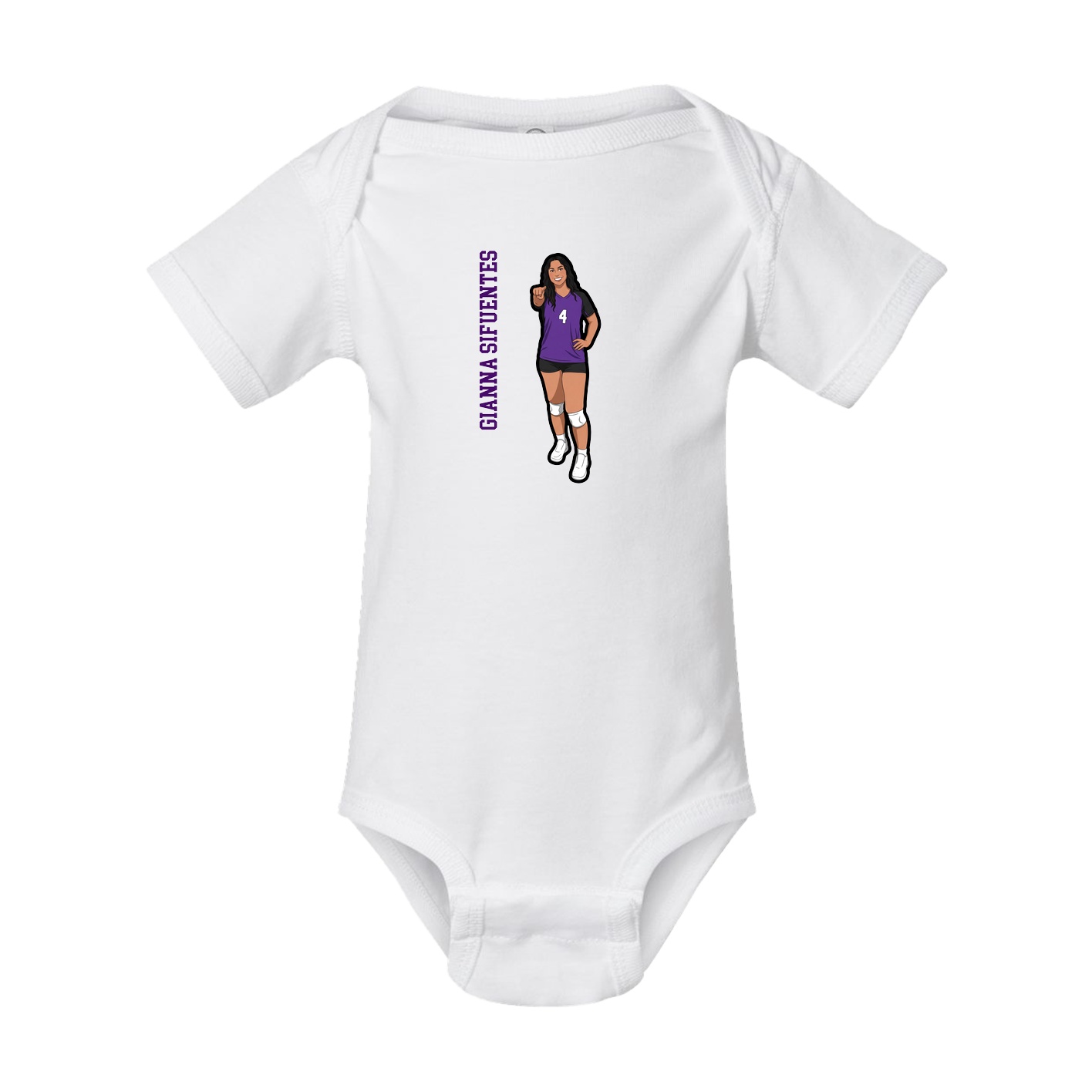 Baby Onesie — Name Vertical in White