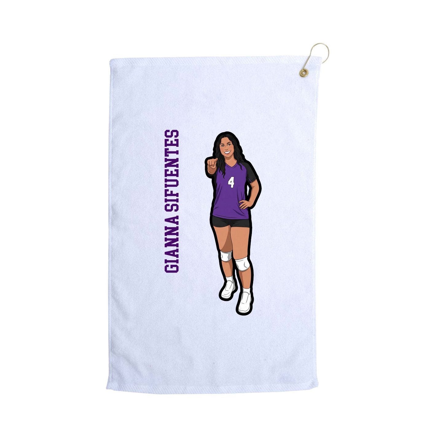 Golf Towel — Name Vertical in White