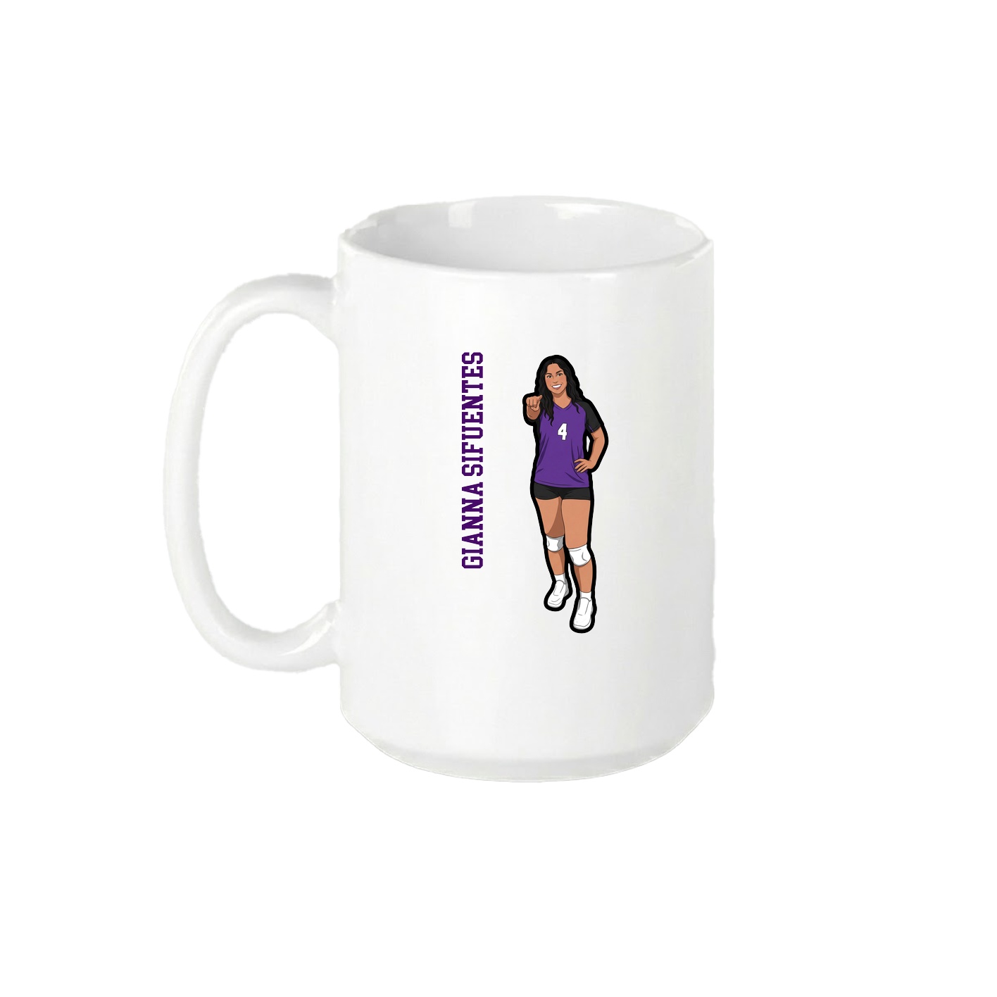 15oz Coffee Mug — Name Vertical in White