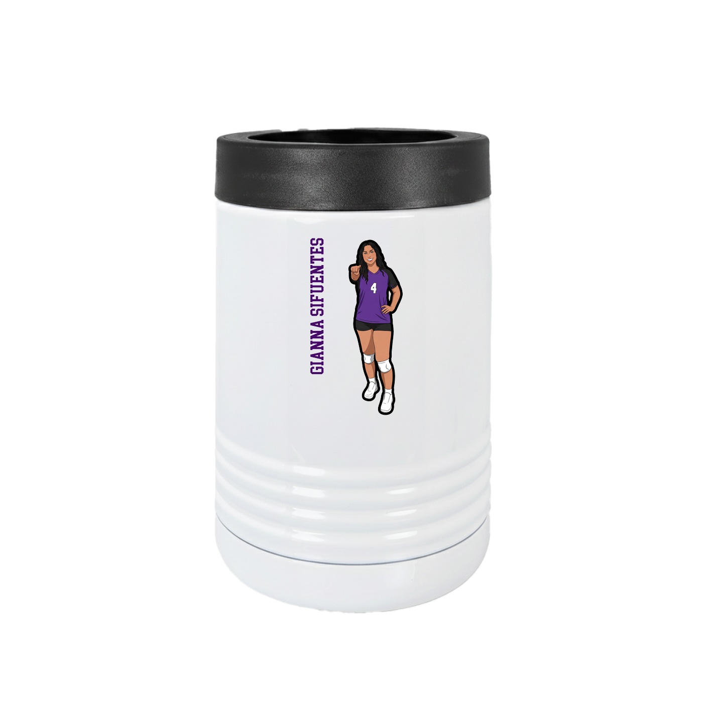 Beverage Holder — Name Vertical in White