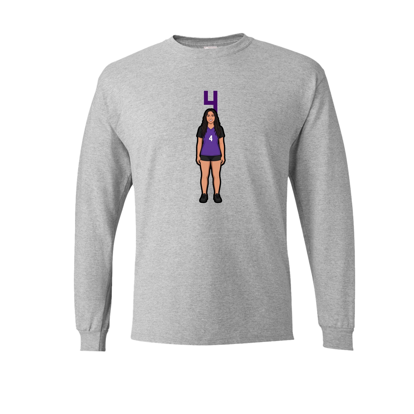 Long Sleeve Tee — Number Top in Grey