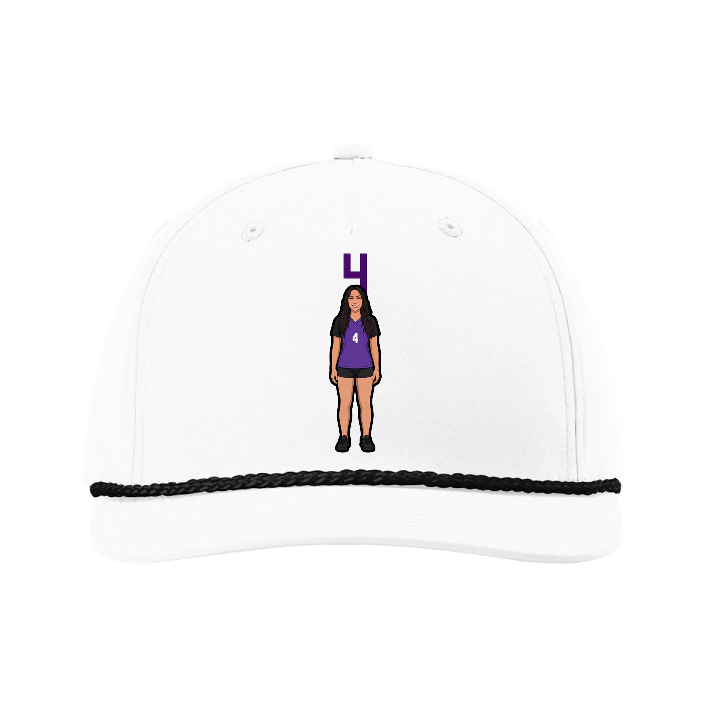 Five-Panel Classic Rope Cap — Number Top in White