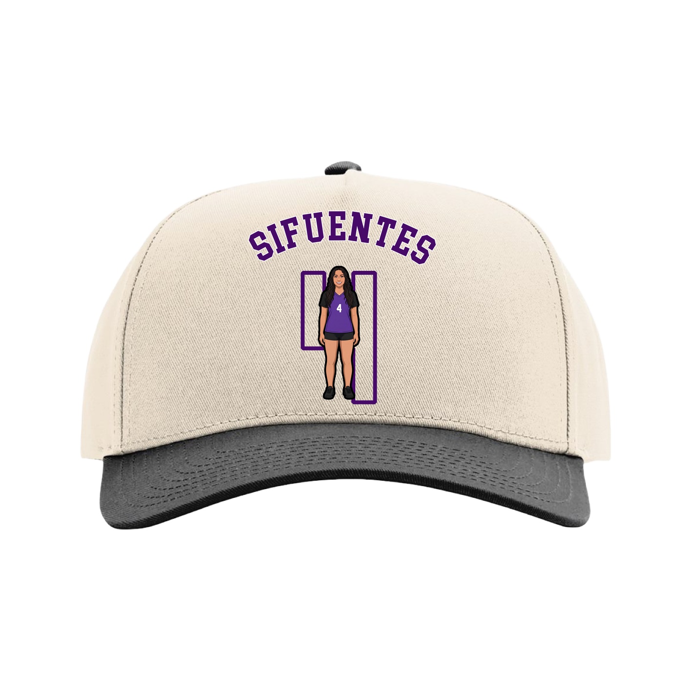 Full Fabric Five-Panel Champ Cap — Shirsey Arch in Cream/Black