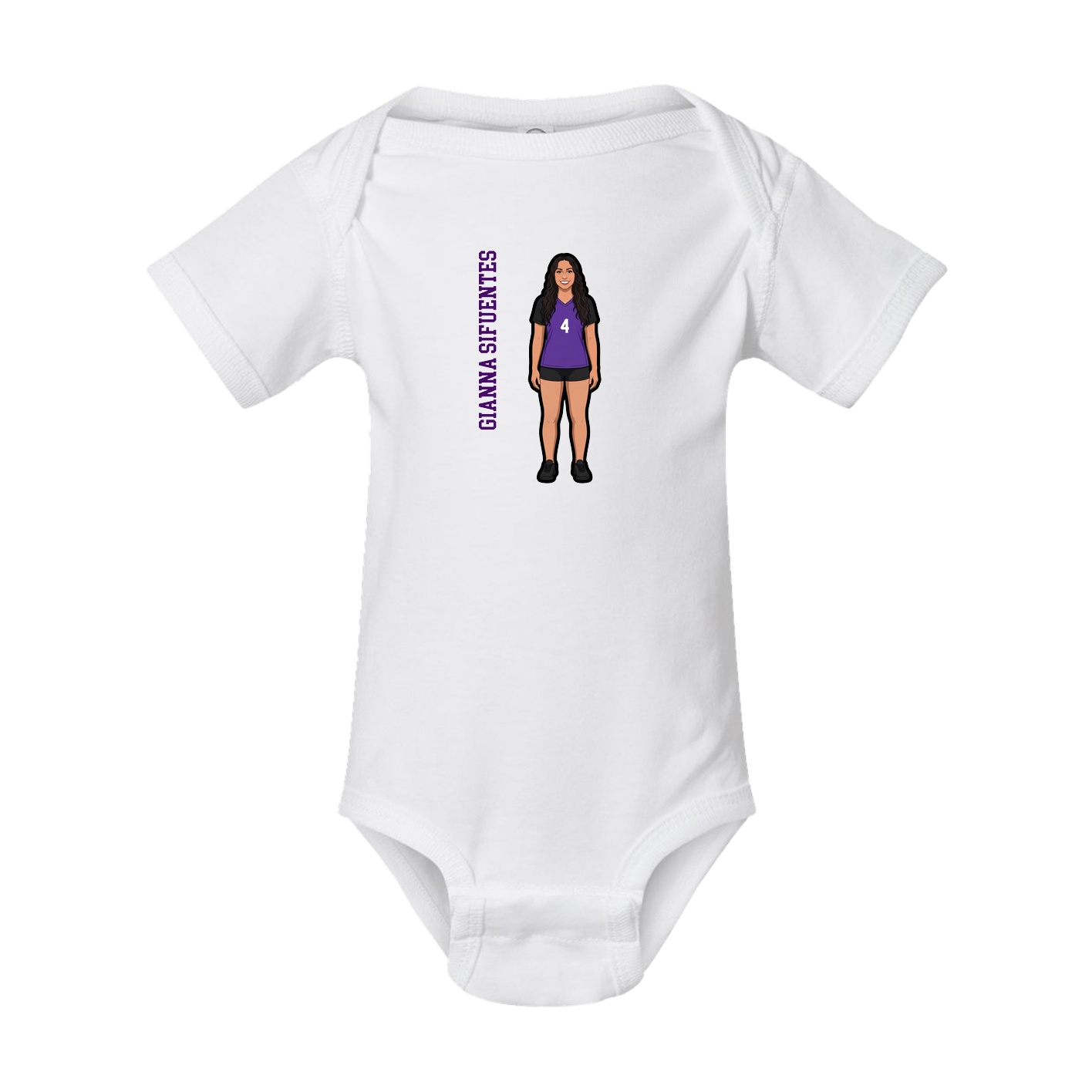 Baby Onesie — Name Vertical in White