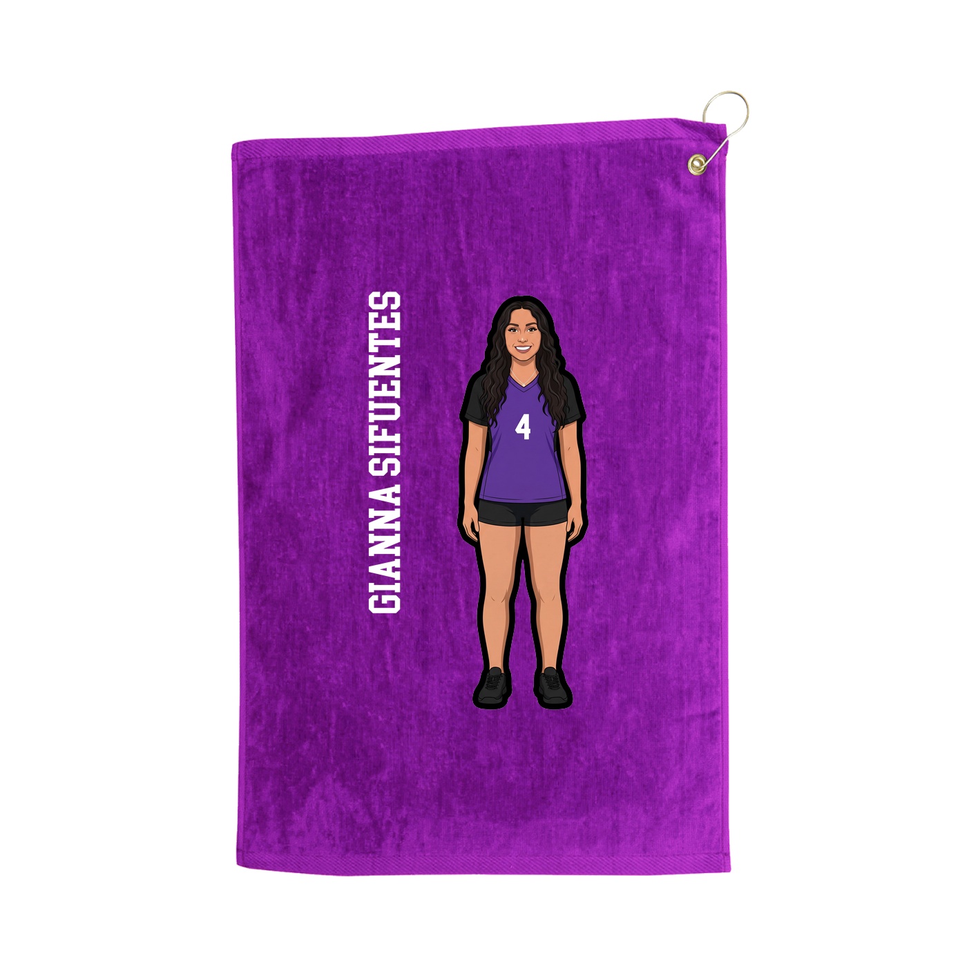 Golf Towel — Name Vertical in Purple