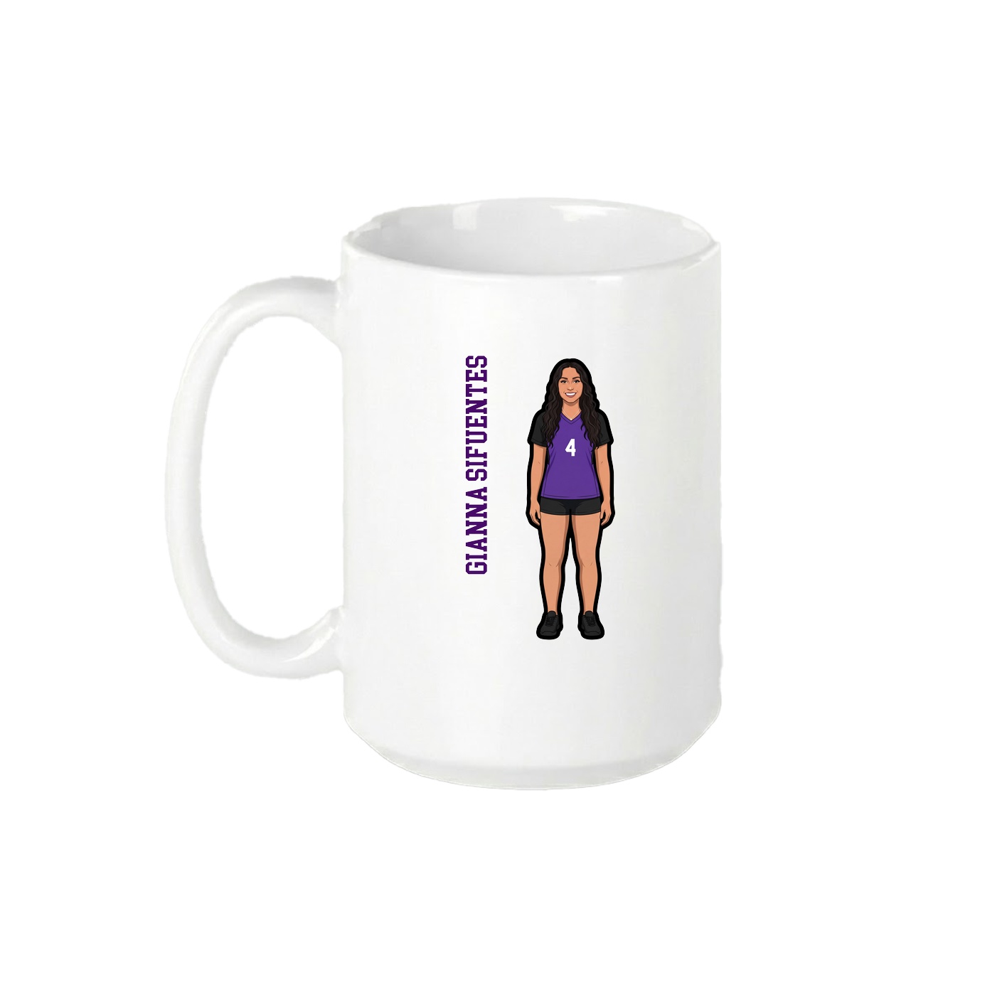 15oz Coffee Mug — Name Vertical in White
