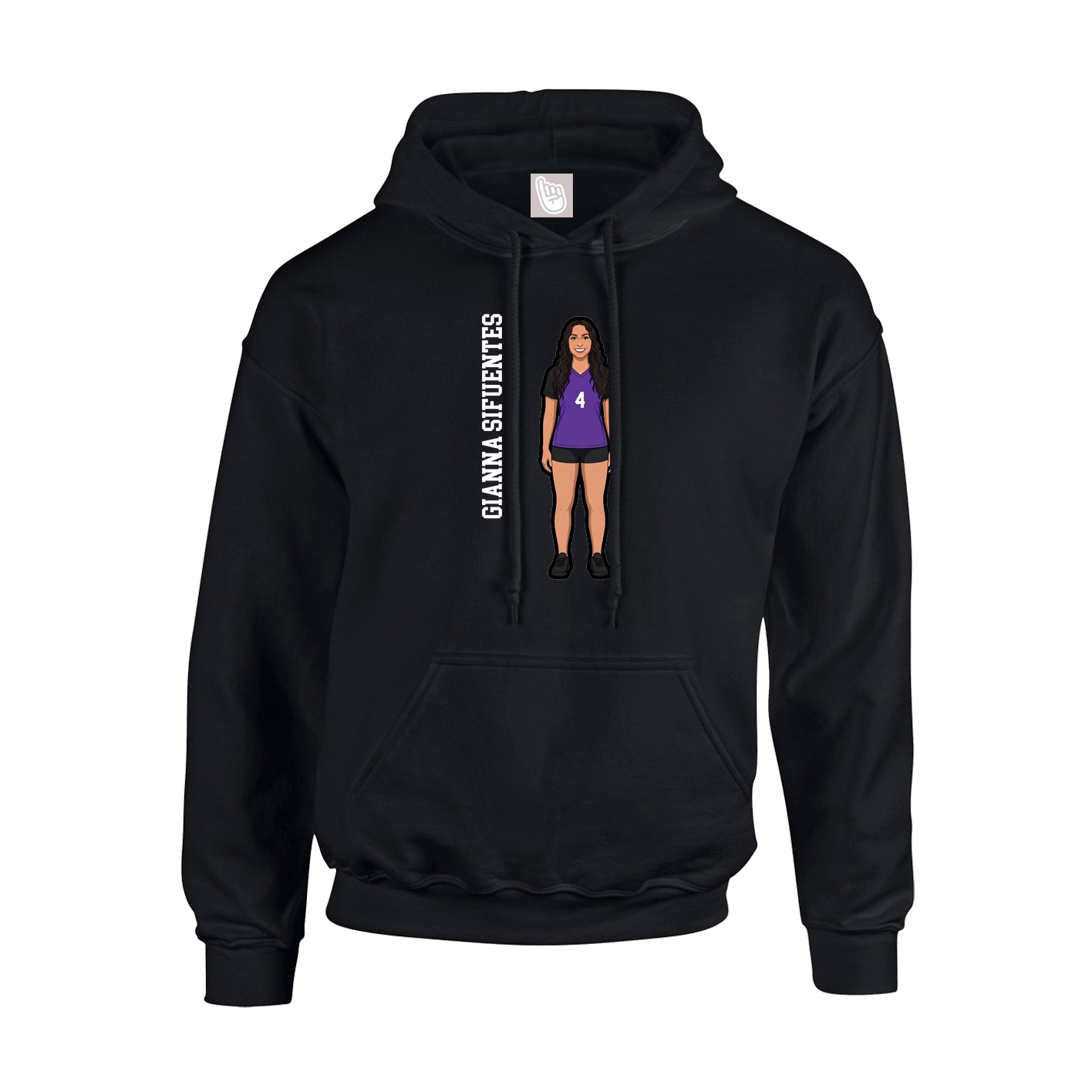 Youth Hoodie — Name Vertical in Black