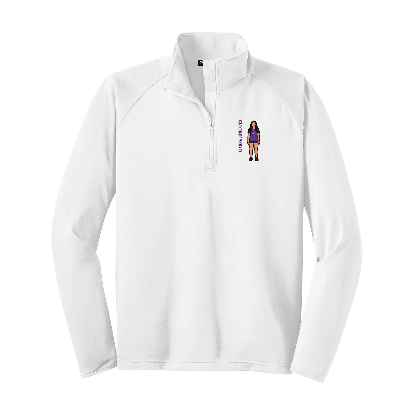 Q-Zip Pullover — Name Vertical in White