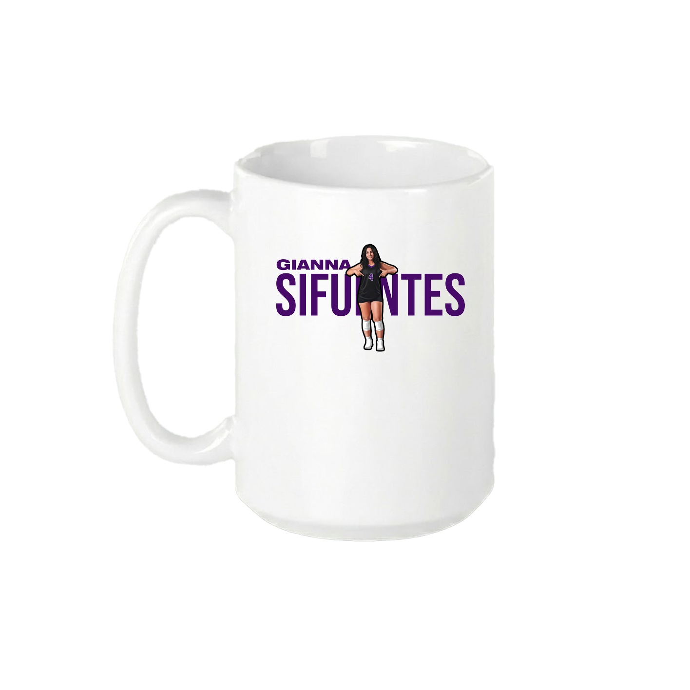 15oz Coffee Mug — Player Name in White