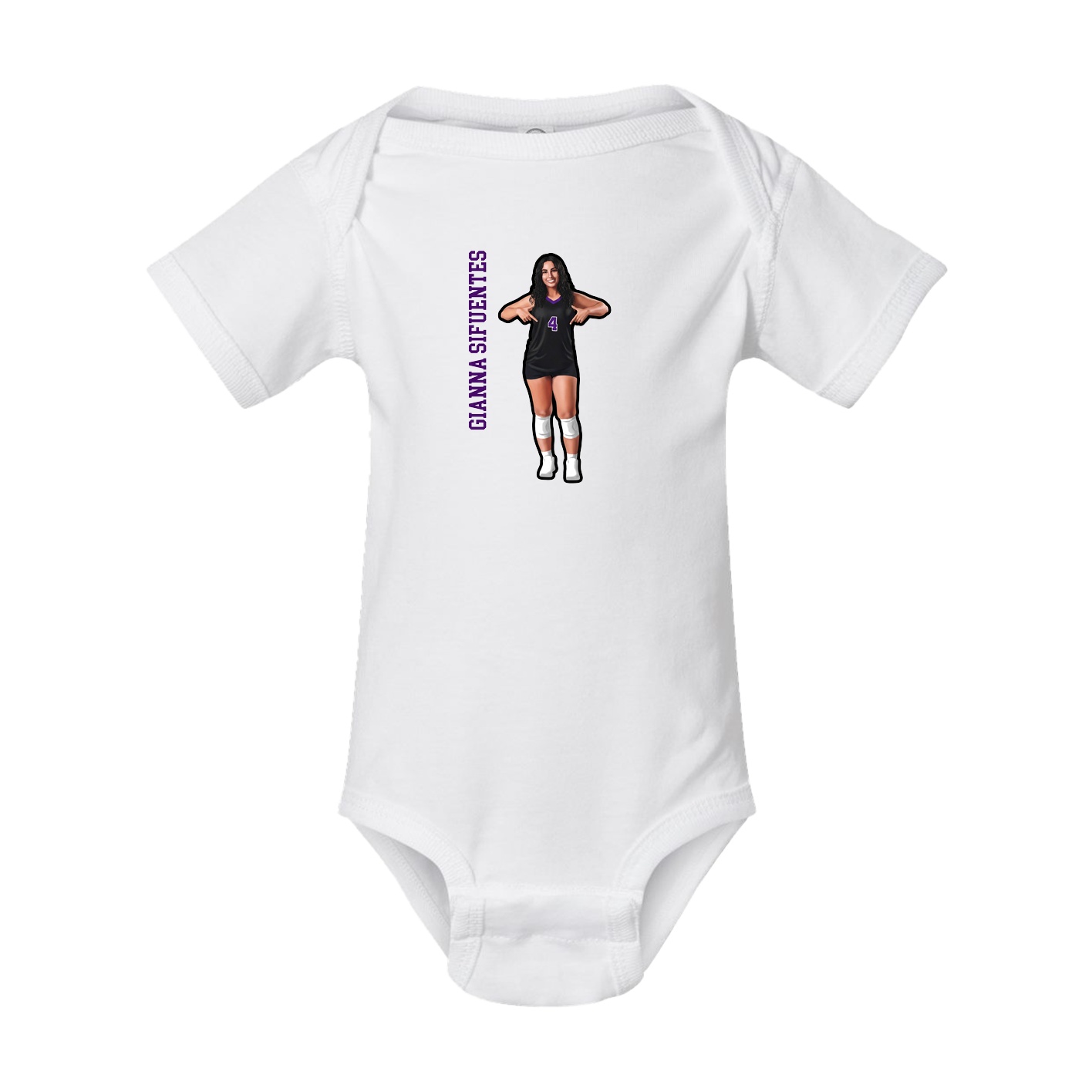 Baby Onesie — Name Vertical in White