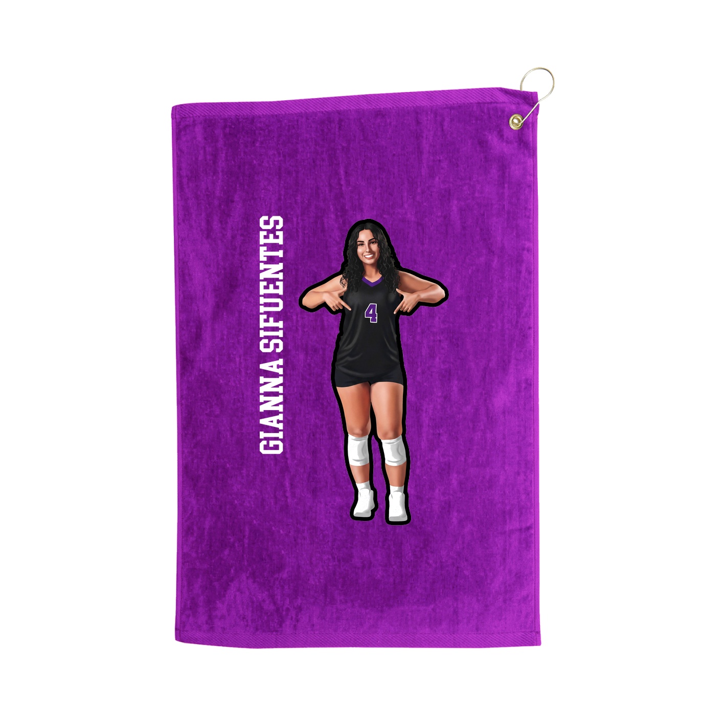 Golf Towel — Name Vertical in Purple
