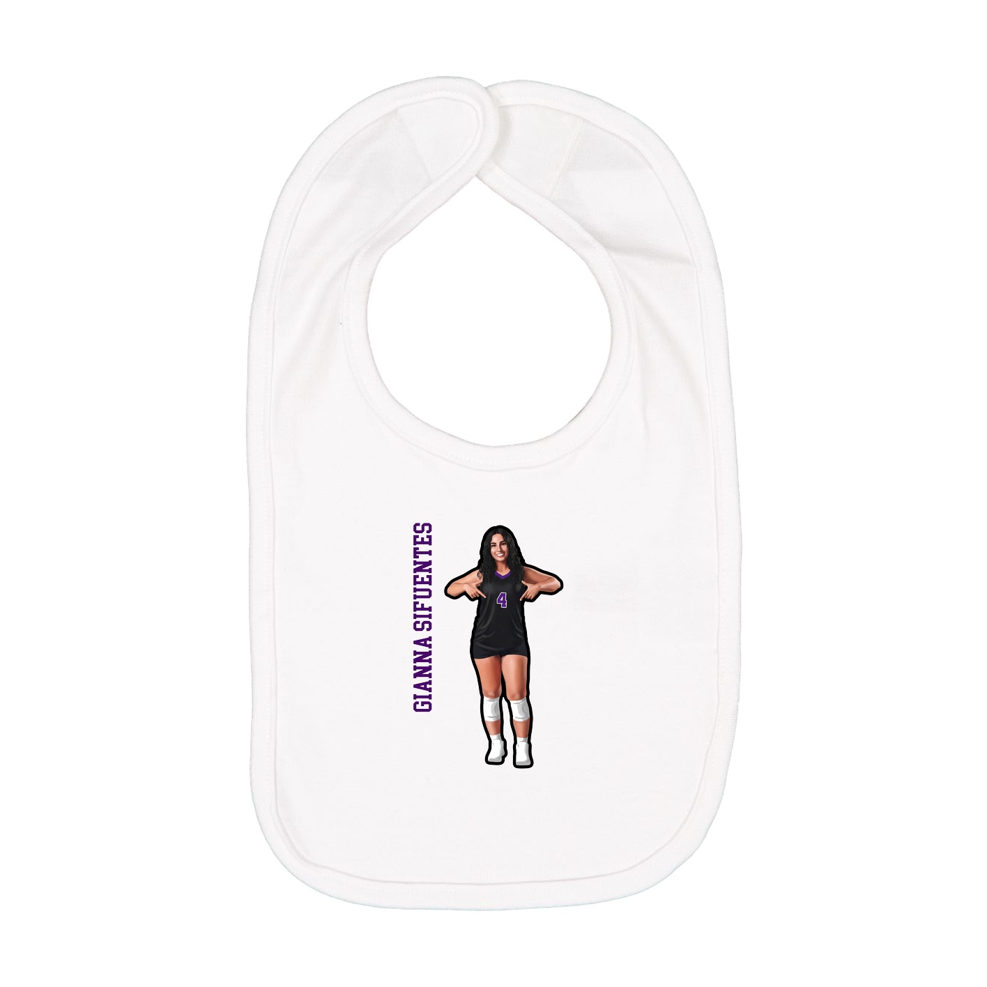 Infant Bib — Name Vertical in White