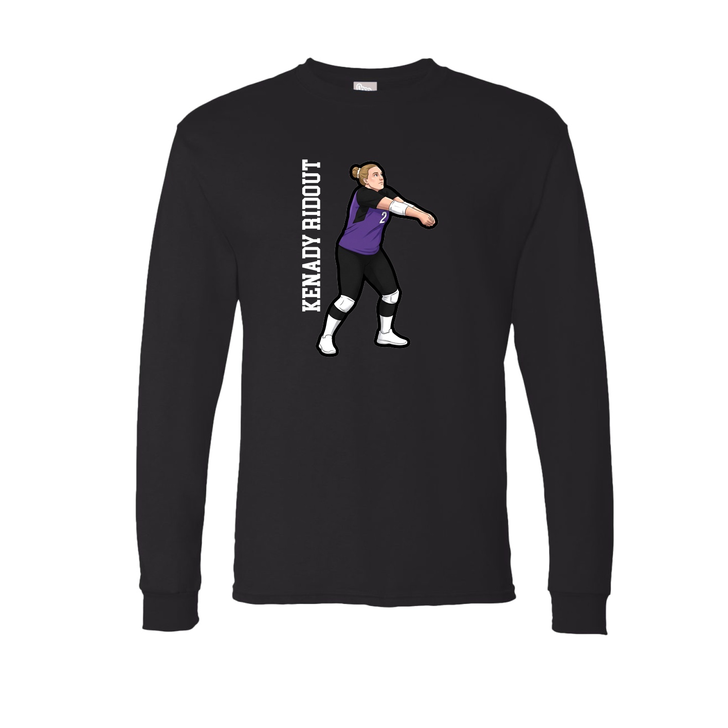 Long Sleeve Tee — Name Vertical in Black