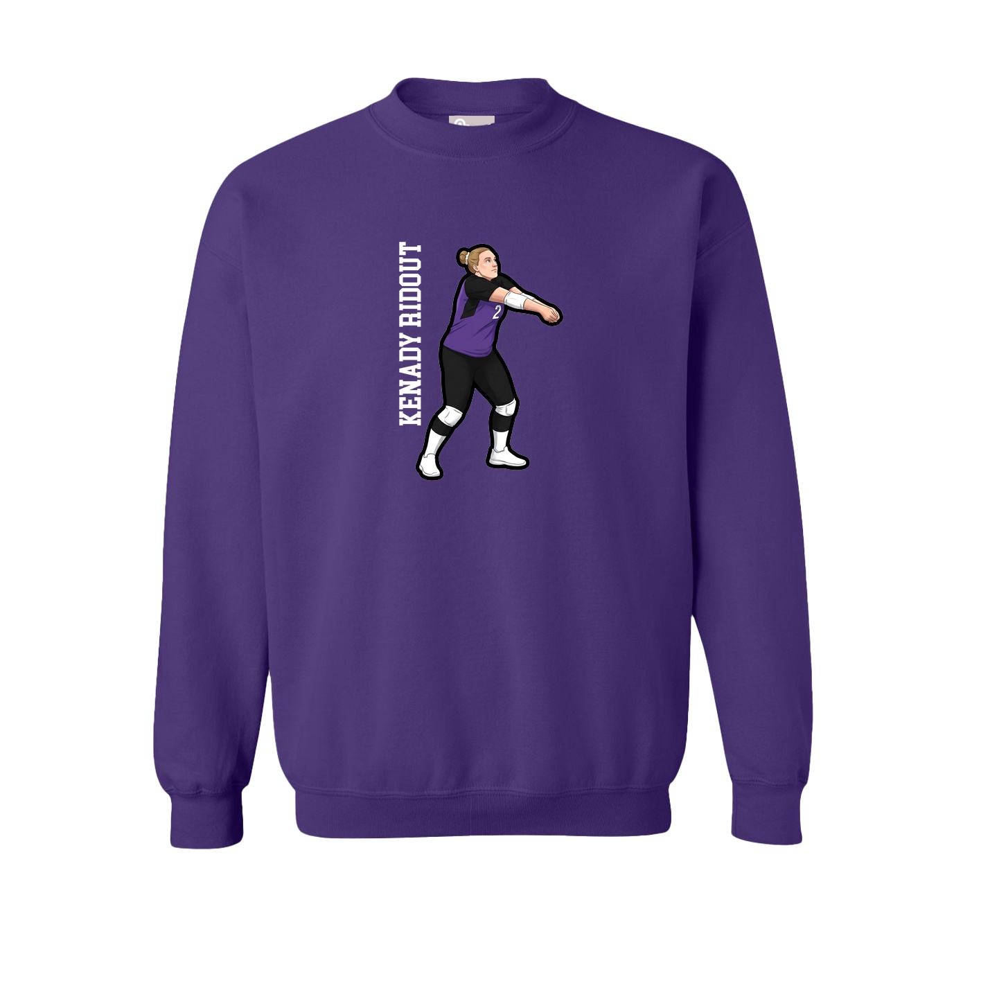 Fleece Crew — Name Vertical in Purple