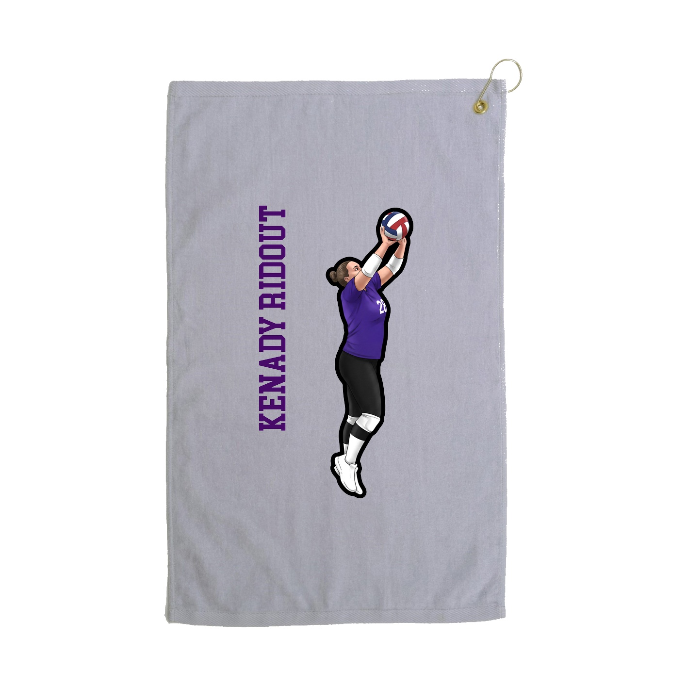 Golf Towel — Name Vertical in Grey