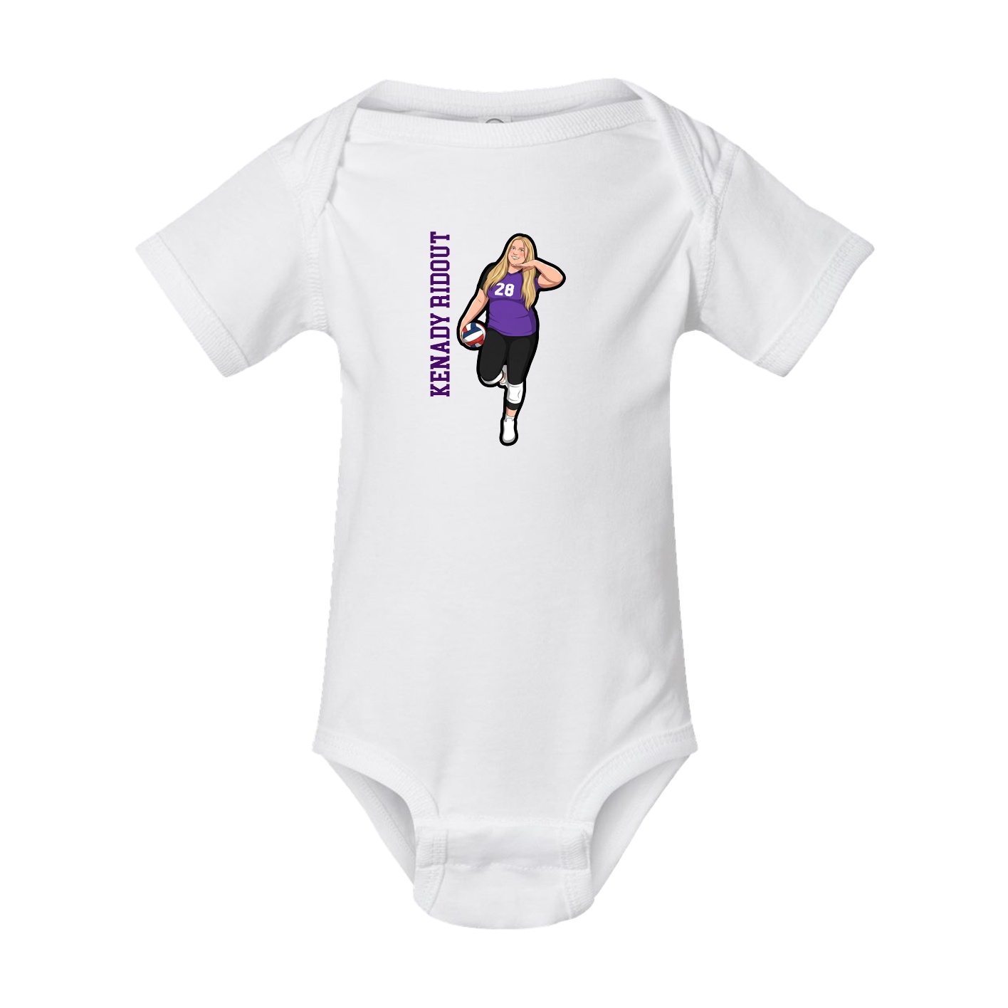 Baby Onesie — Name Vertical in White