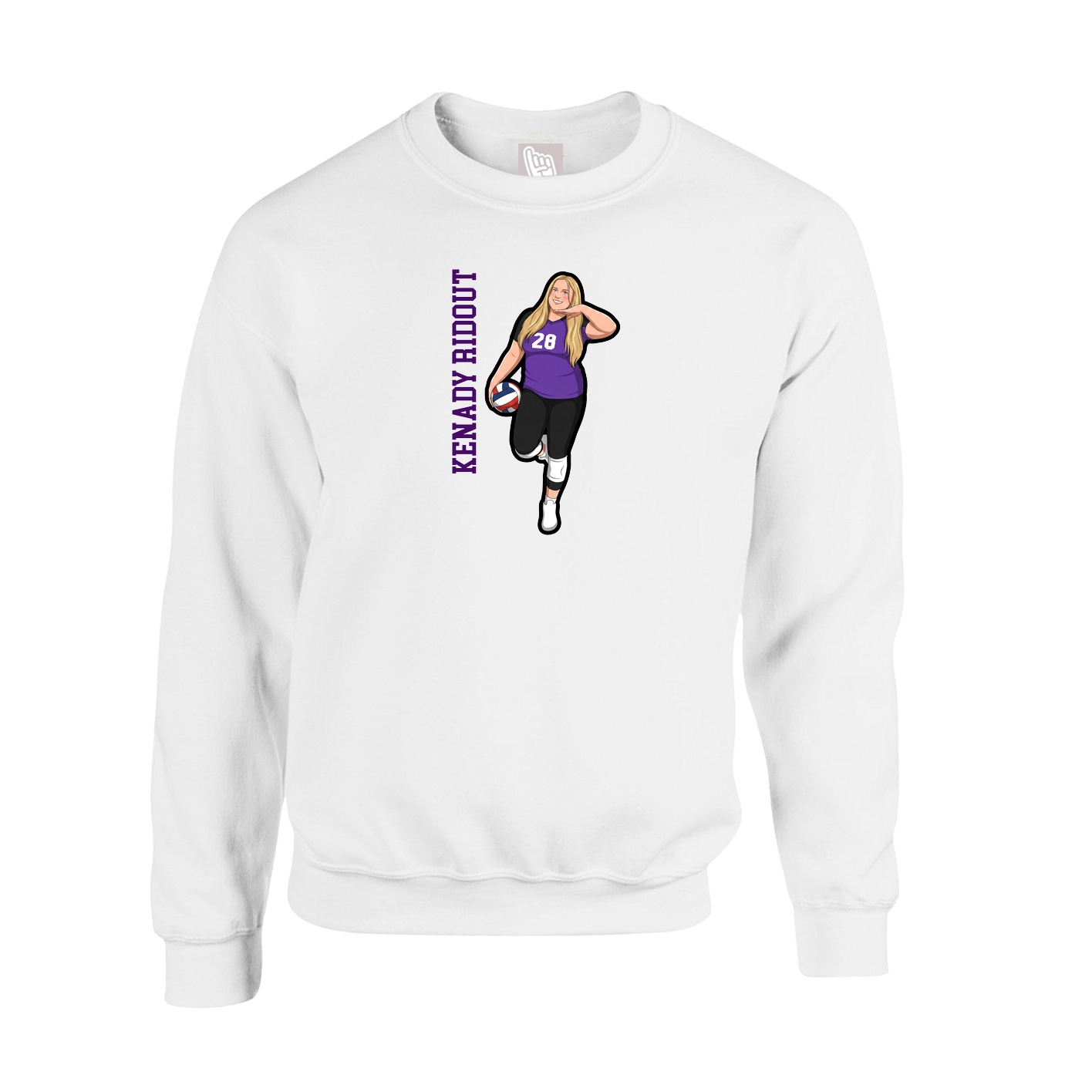 Fleece Crew — Name Vertical in White