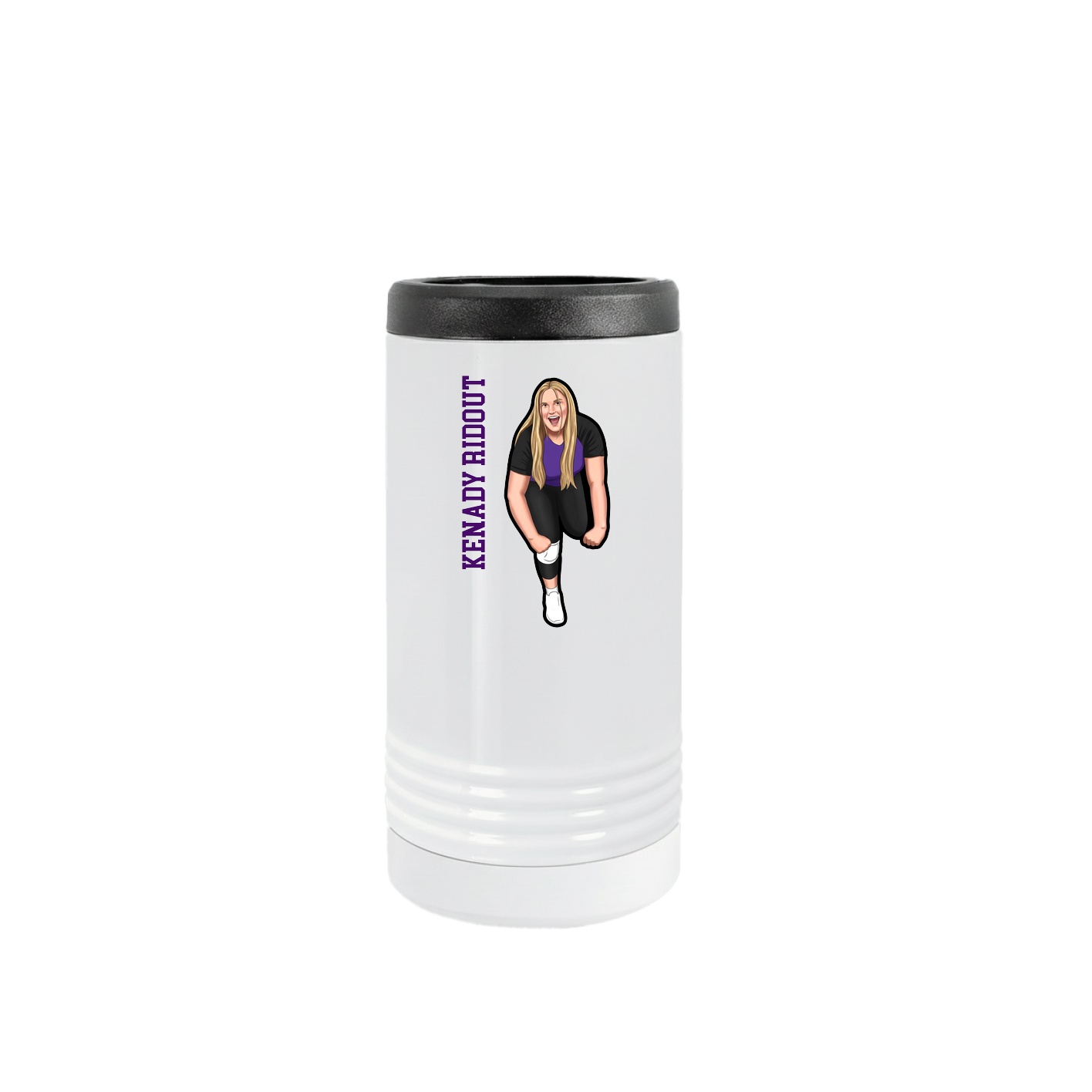 Slim Beverage Holder — Name Vertical in White