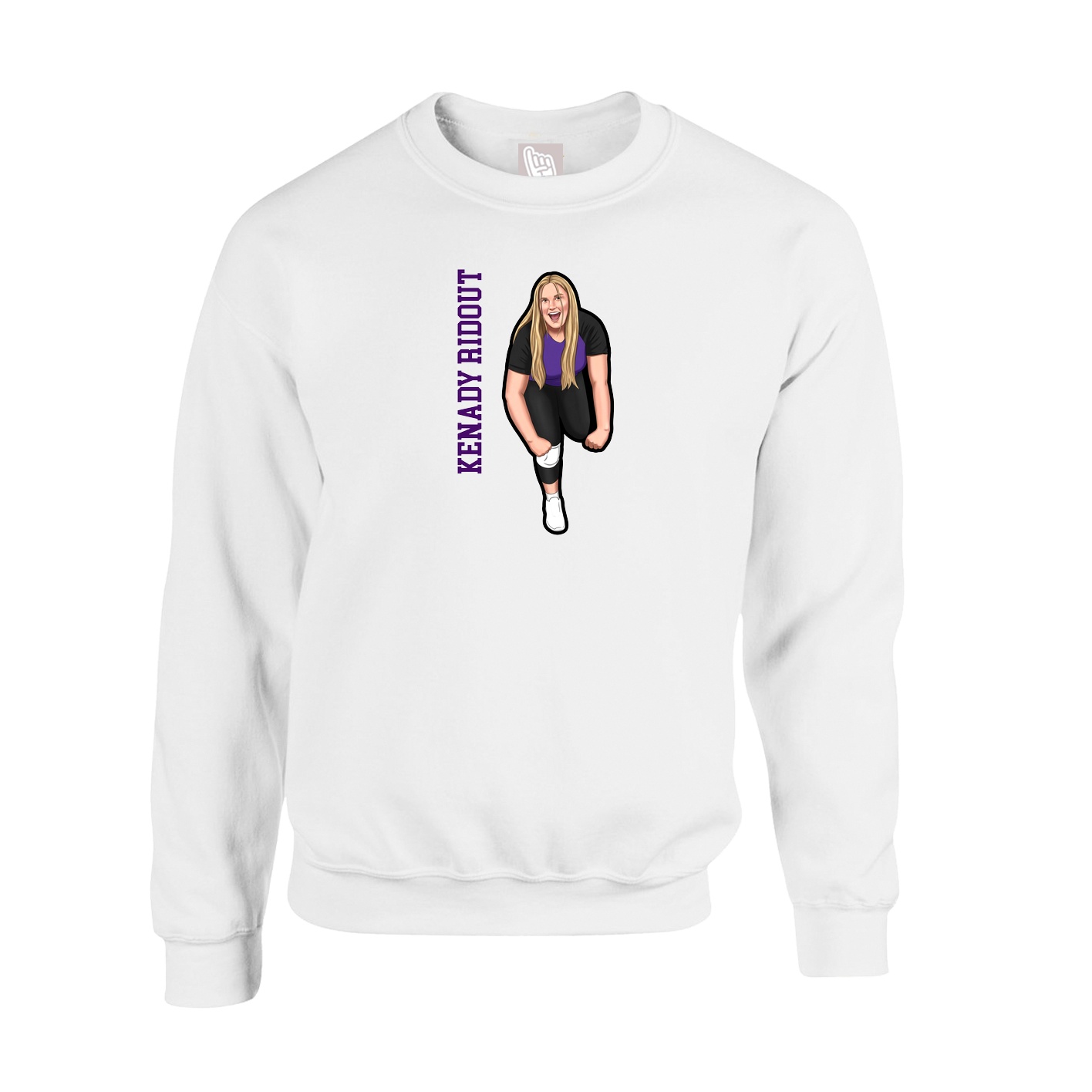 Fleece Crew — Name Vertical in White