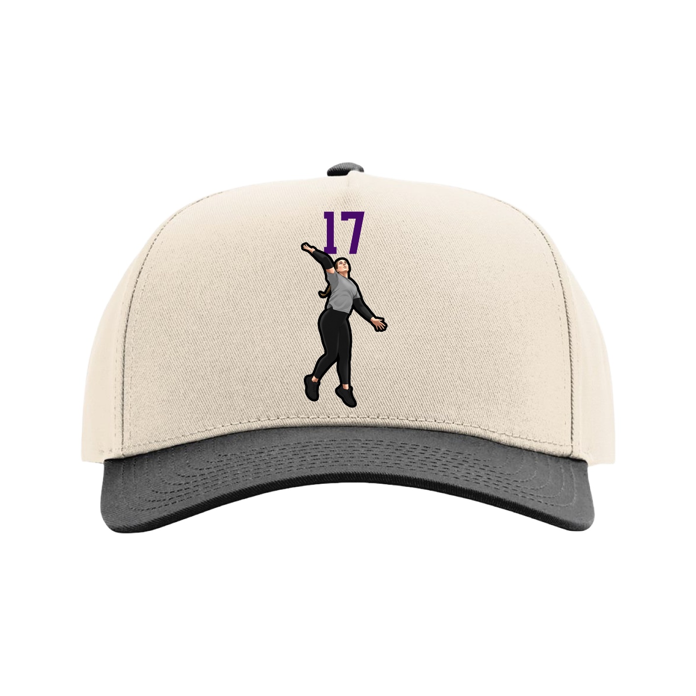 Full Fabric Five-Panel Champ Cap — Number Top in Cream/Black