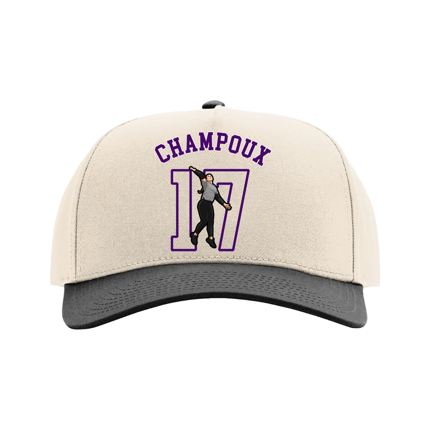 Full Fabric Five-Panel Champ Cap — Shirsey Arch in Cream/Black