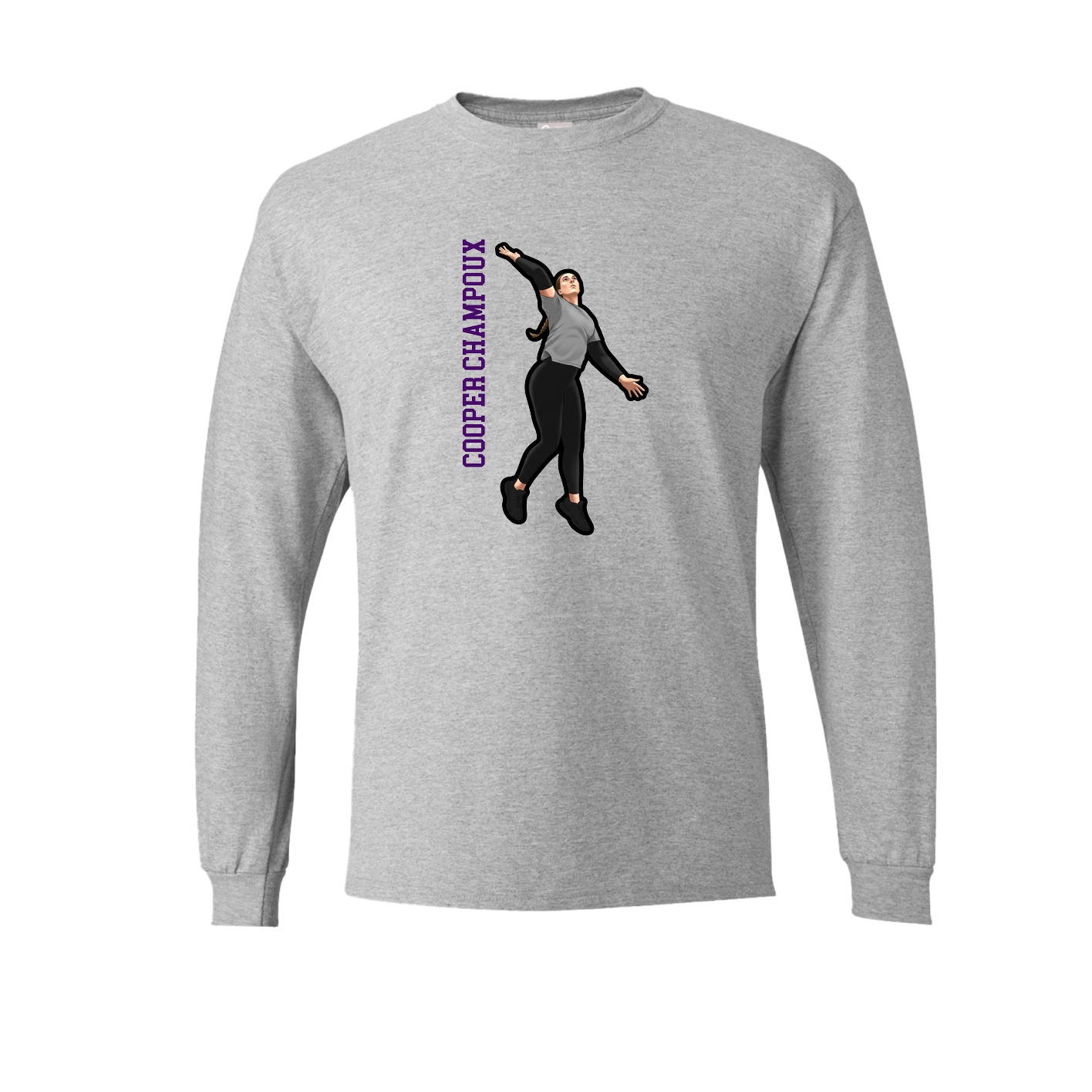 Long Sleeve Tee — Name Vertical in Grey