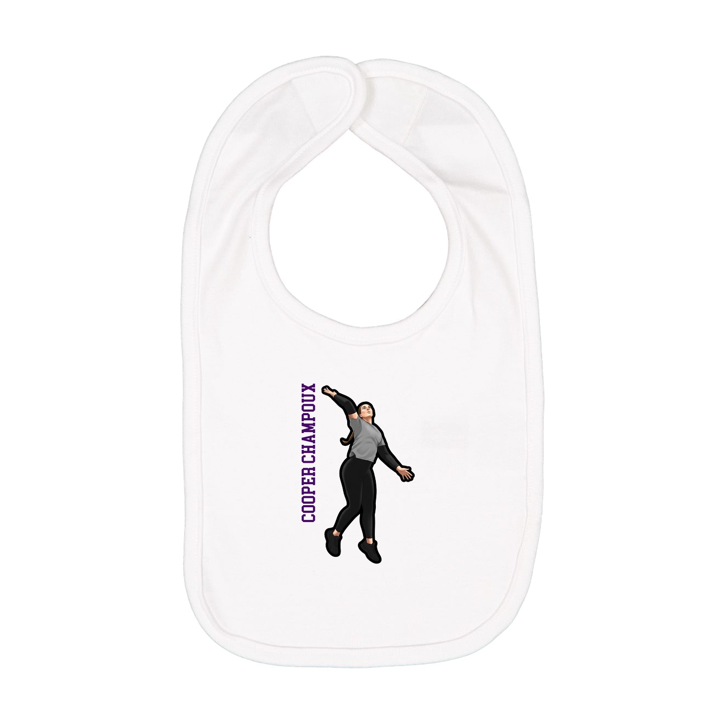 Infant Bib — Name Vertical in White