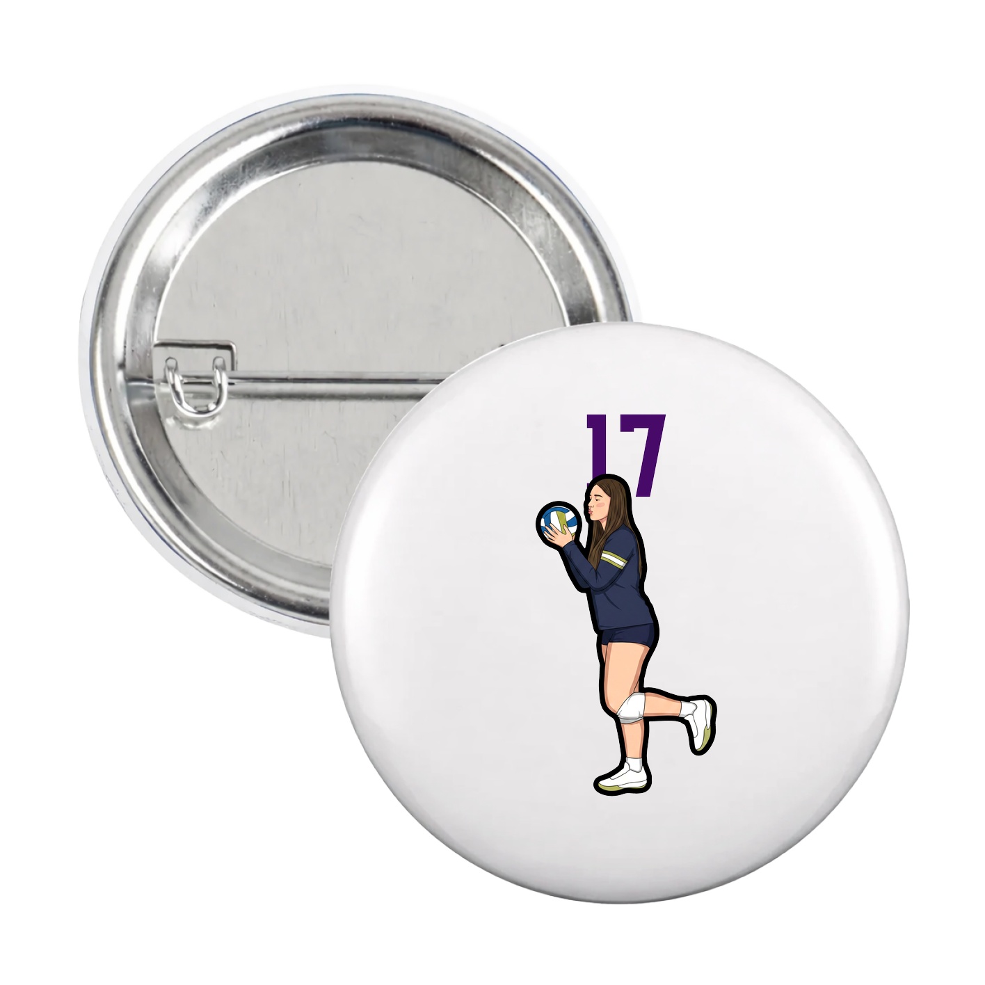 Game Day Button — Number Top in White