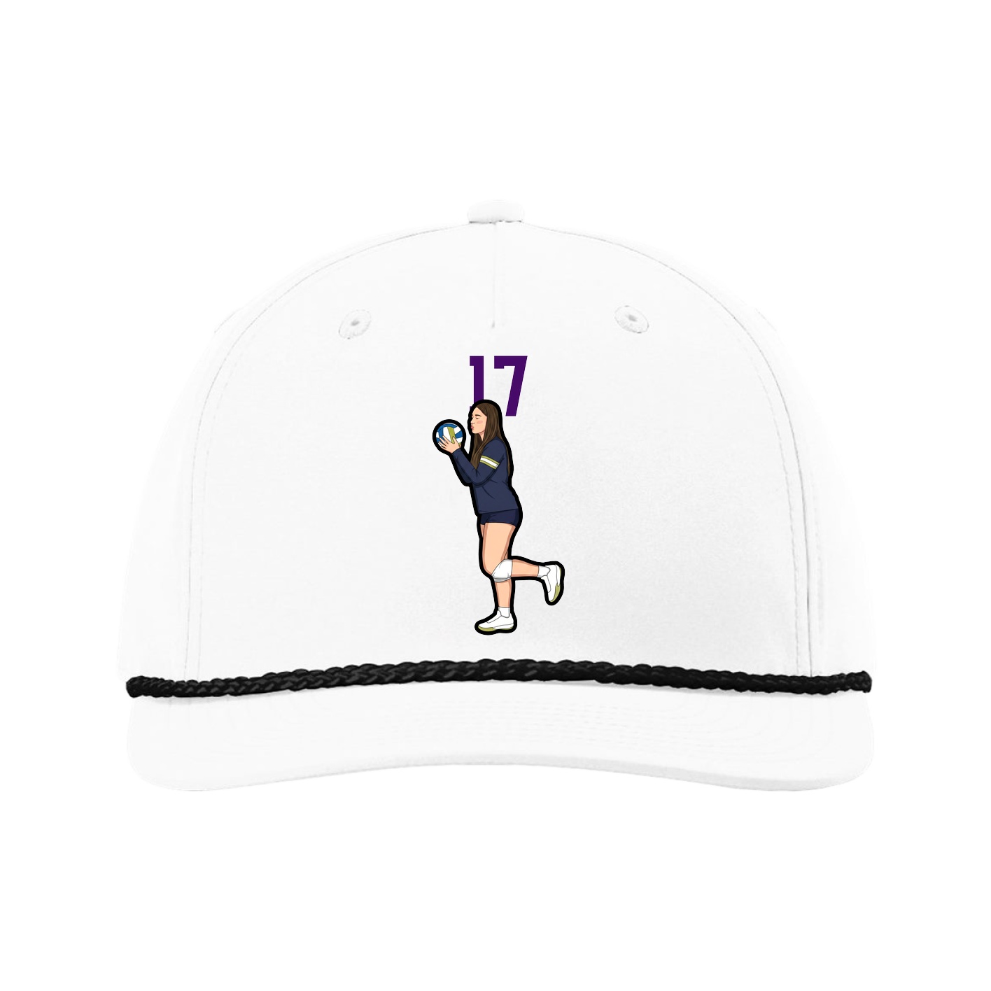 Five-Panel Classic Rope Cap — Number Top in White