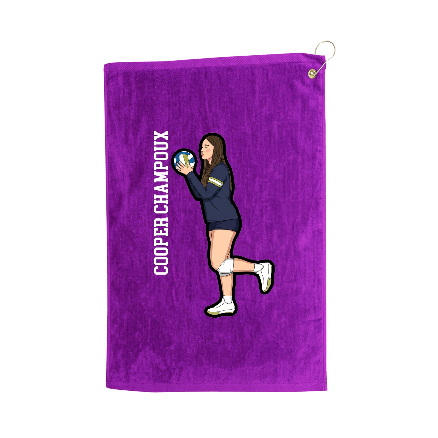 Golf Towel — Name Vertical in Purple