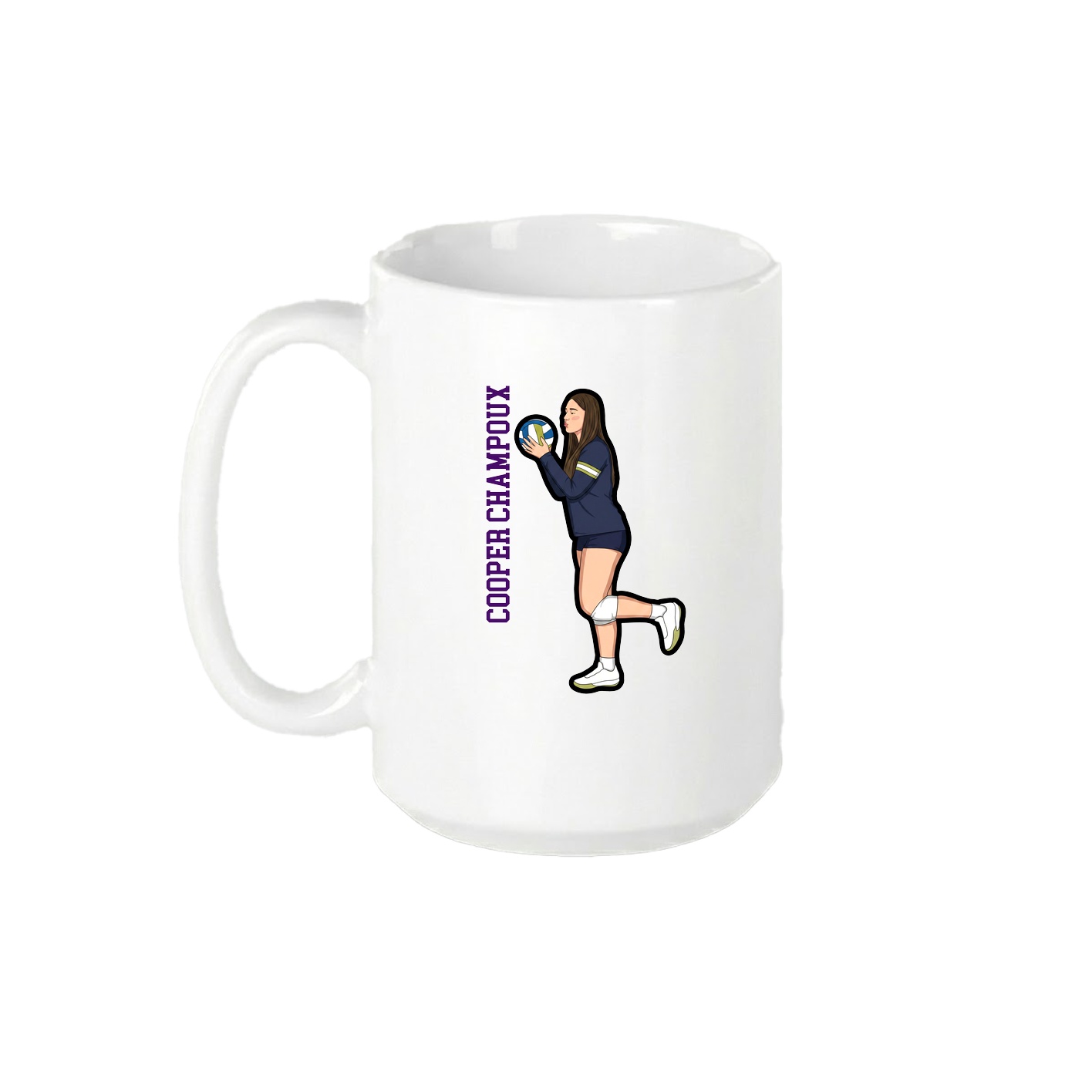 15oz Coffee Mug — Name Vertical in White