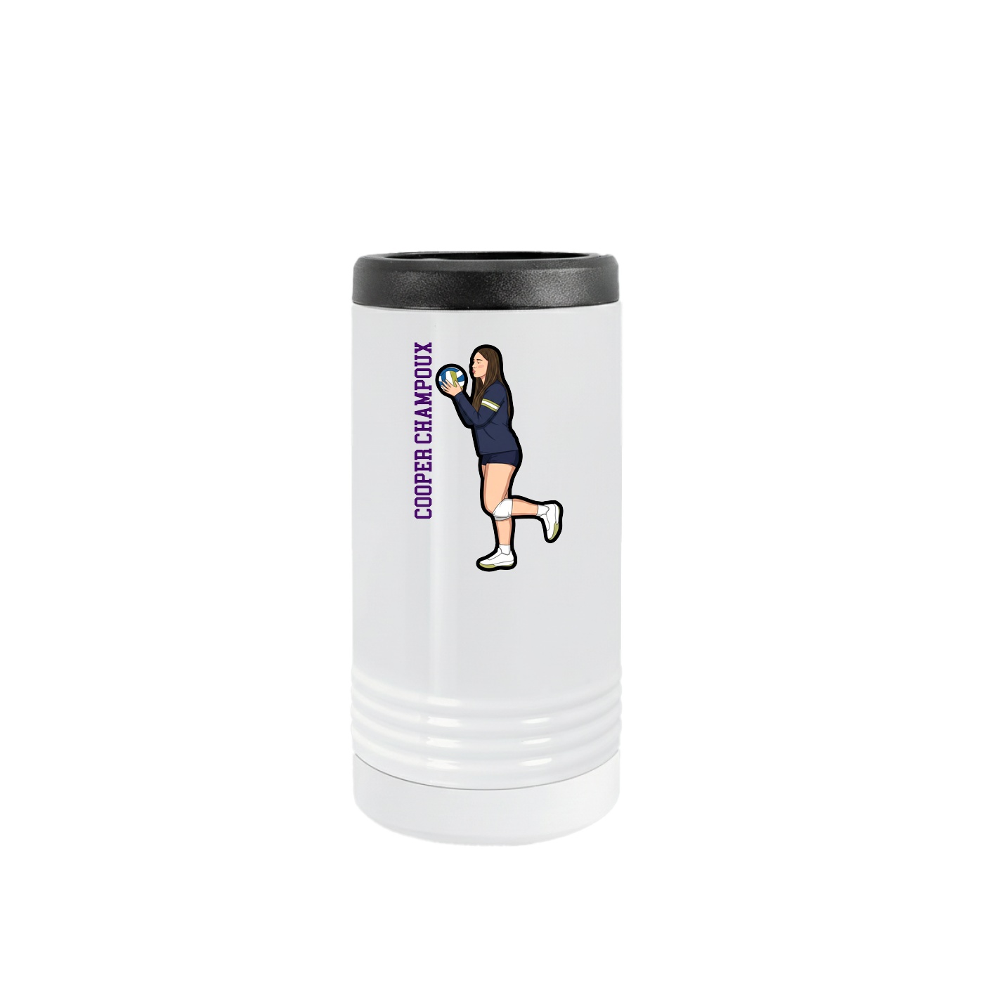 Slim Beverage Holder — Name Vertical in White