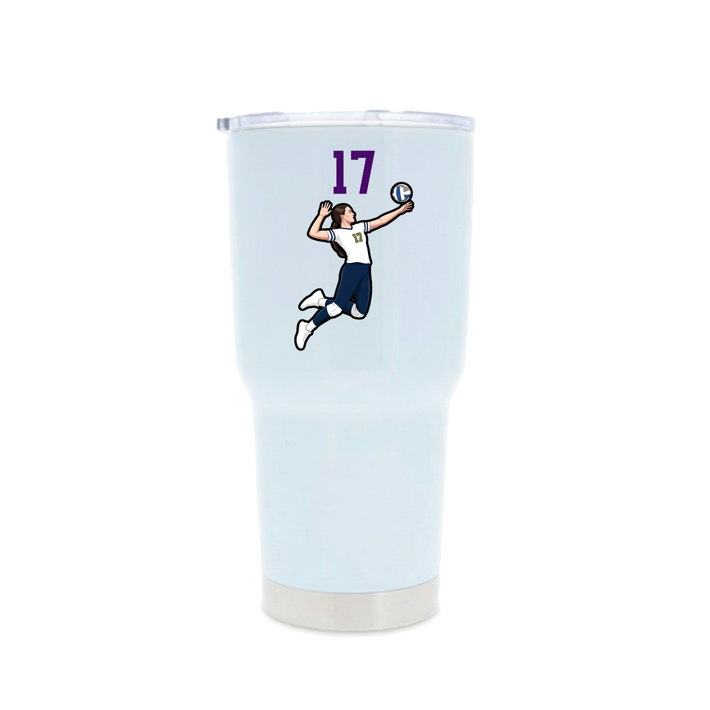 30oz Stainless Steel Tumbler — Number Top in White