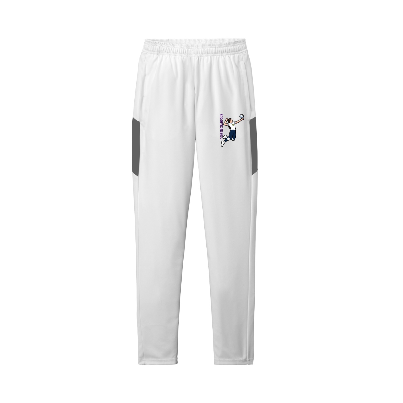 Team Travel Pant — Name Vertical in White/Grey