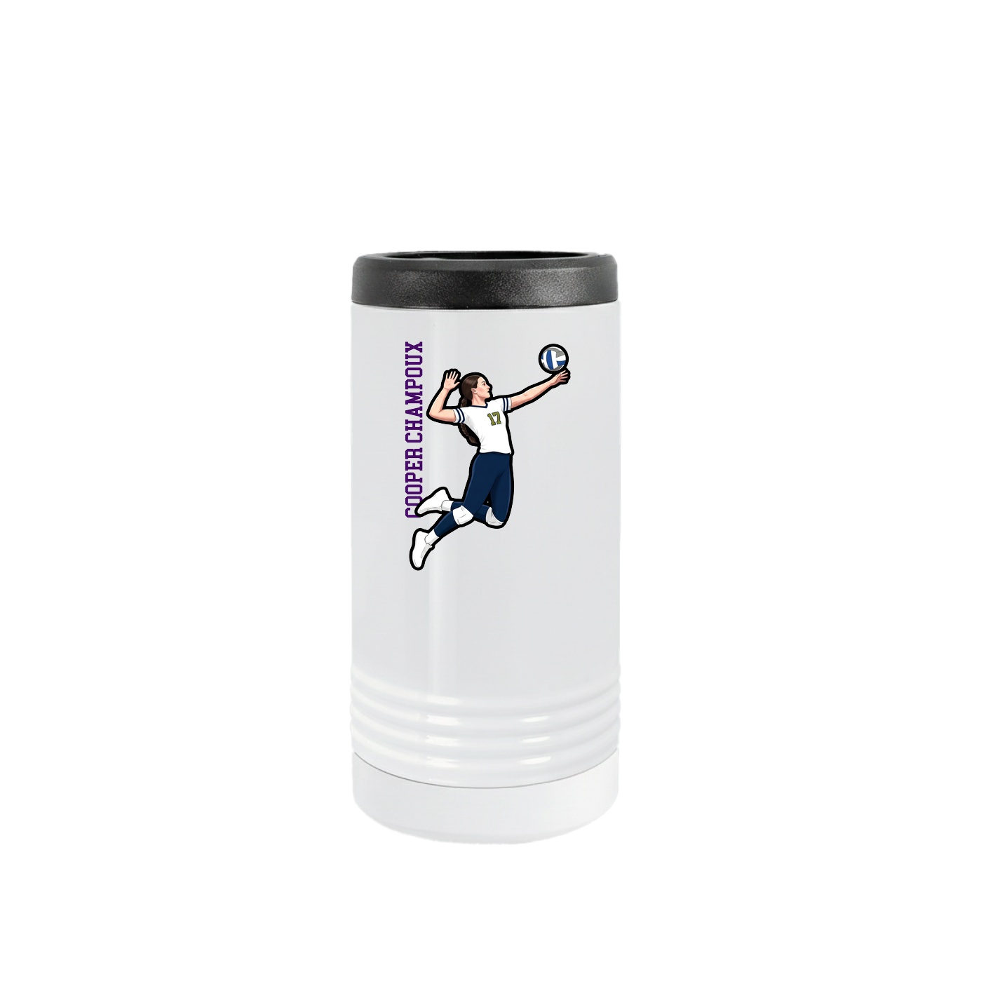 Slim Beverage Holder — Name Vertical in White