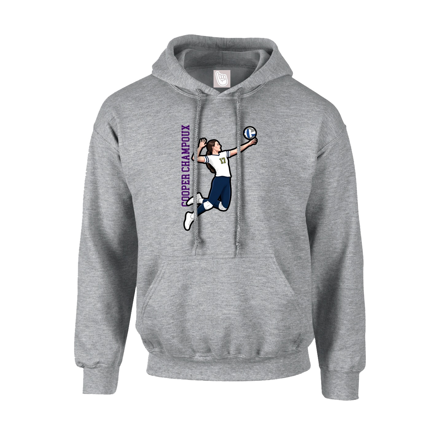 Youth Hoodie — Name Vertical in Grey