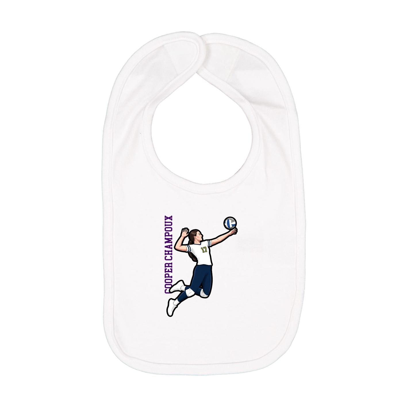 Infant Bib — Name Vertical in White